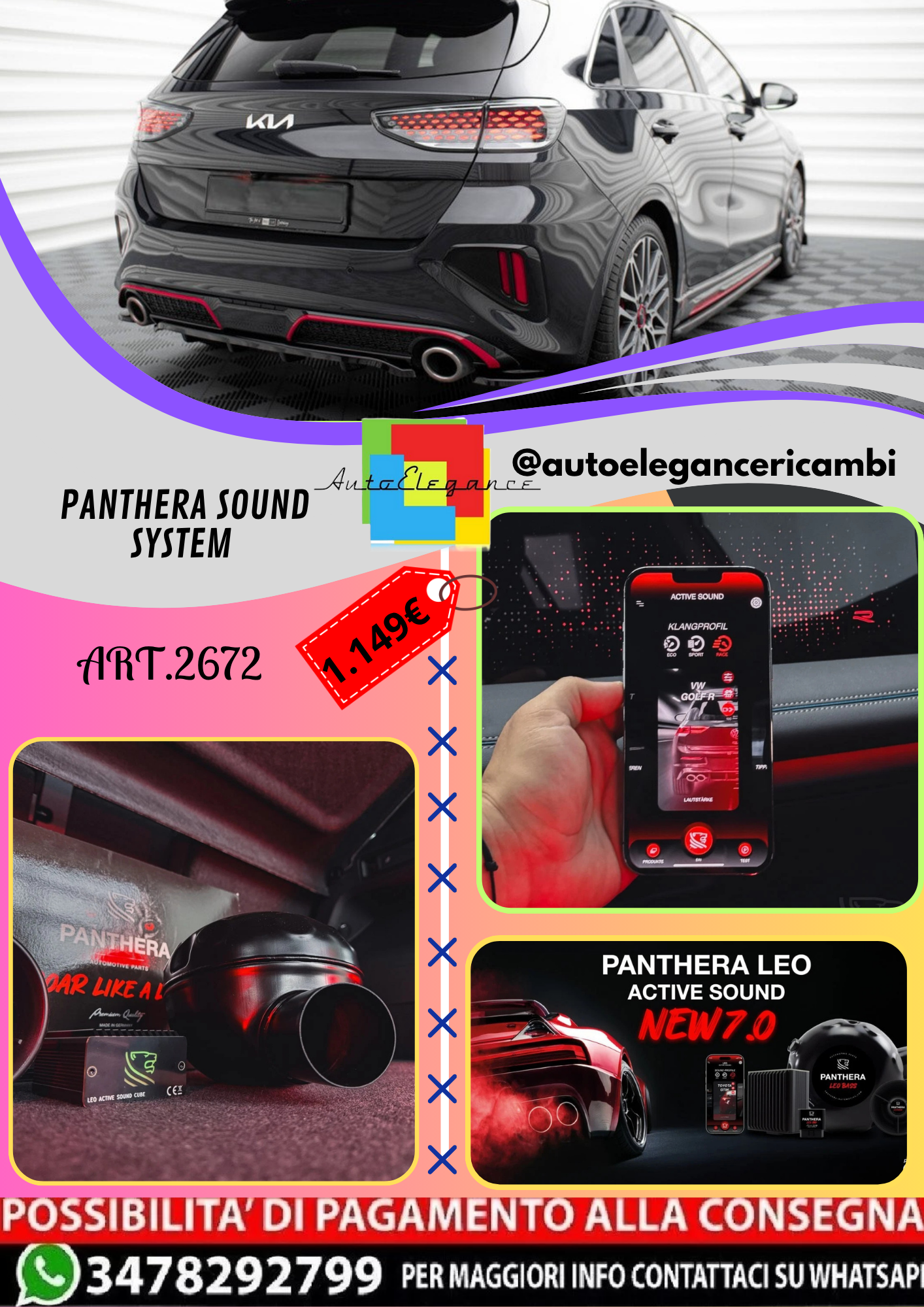 🔥ART.2672 PANTHERA SOUND SYSTEM ADATTO PER KIA CEED GT Mk3 FACELIFT 🔥