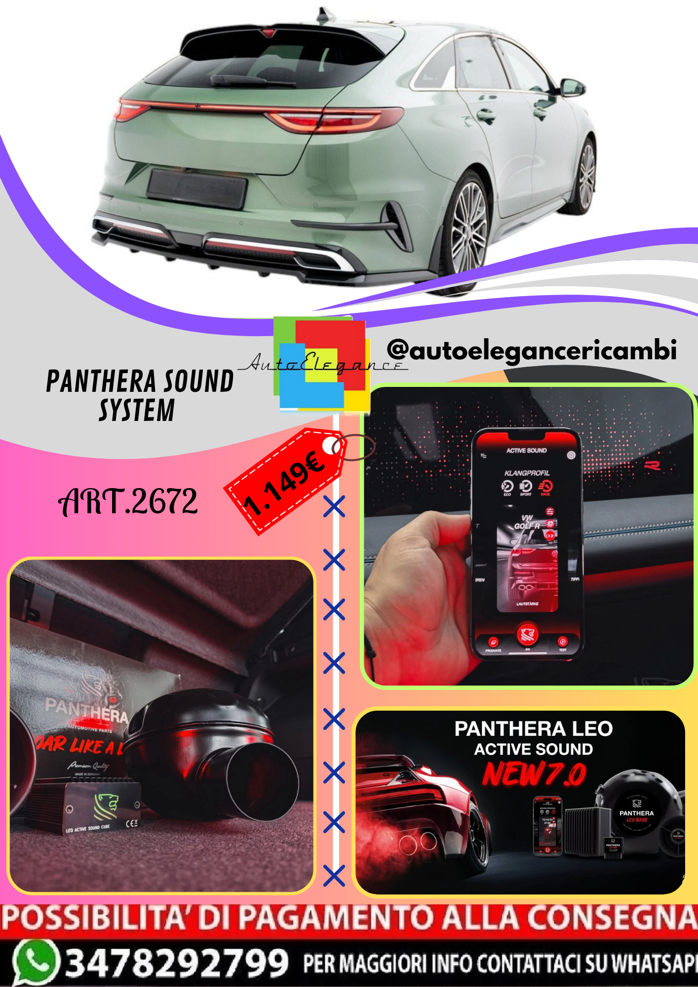 🔥ART.2672 PANTHERA SOUND SYSTEM ADATTO PER KIA PROCEED GT-LINE Mk1 FACELIFT🔥