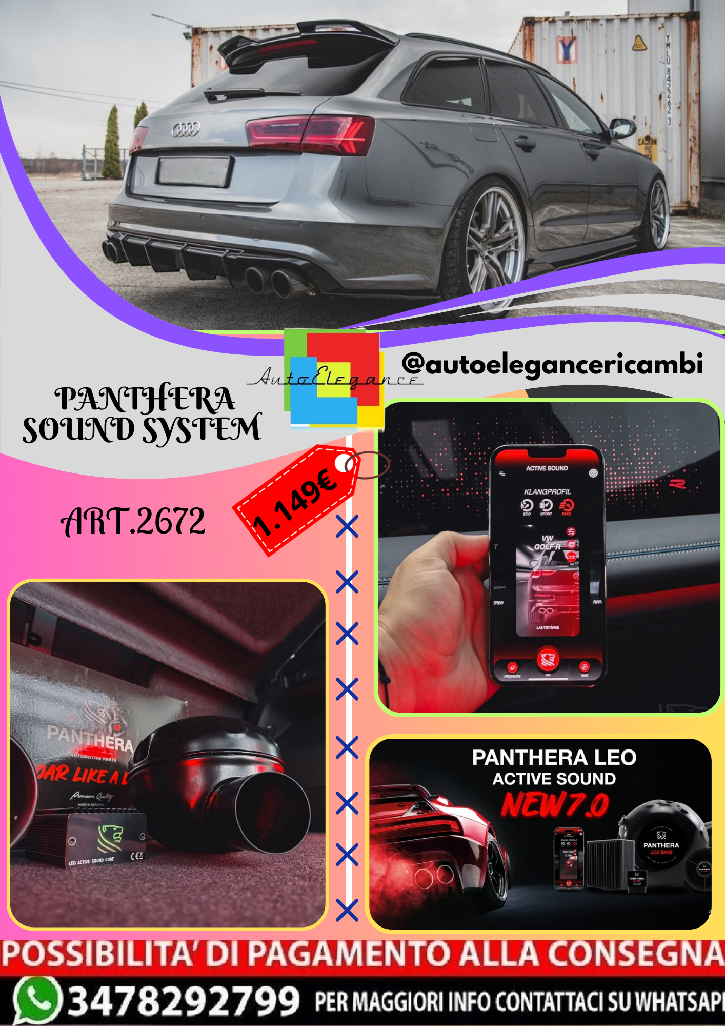 🔥ART.2672 PANTHERA SOUND SYSTEM ADATTO PER AUDI  S6 C7 FACELIFT🔥