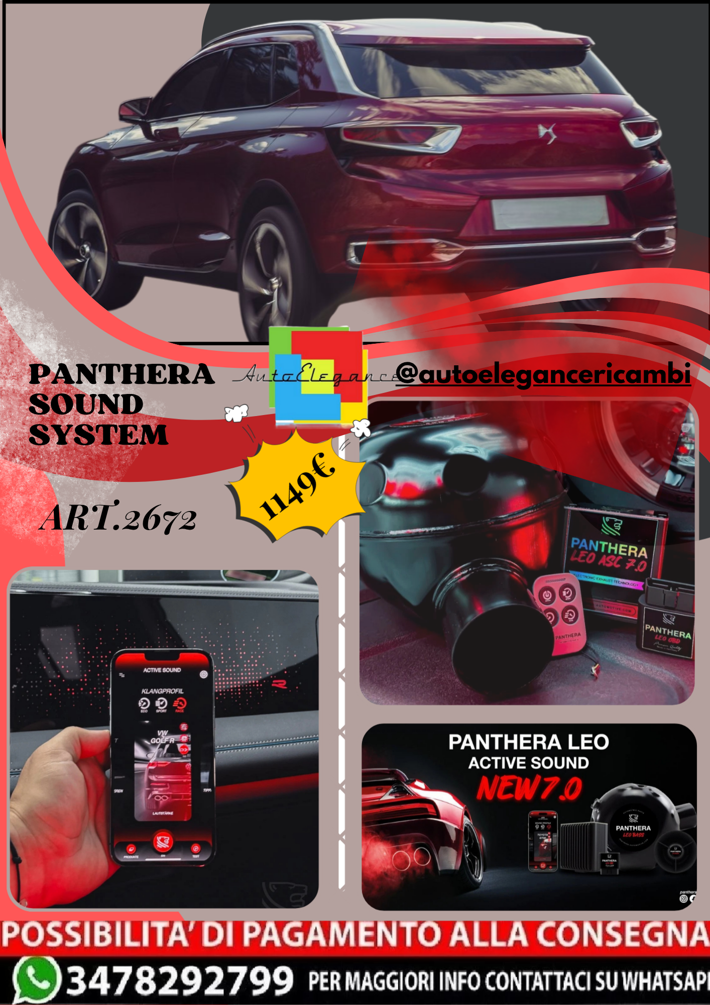 🎀ART.2672 PANTHERA SOUND SYSTEM ADATTO PER  DS Wild Rubis Concept🎀