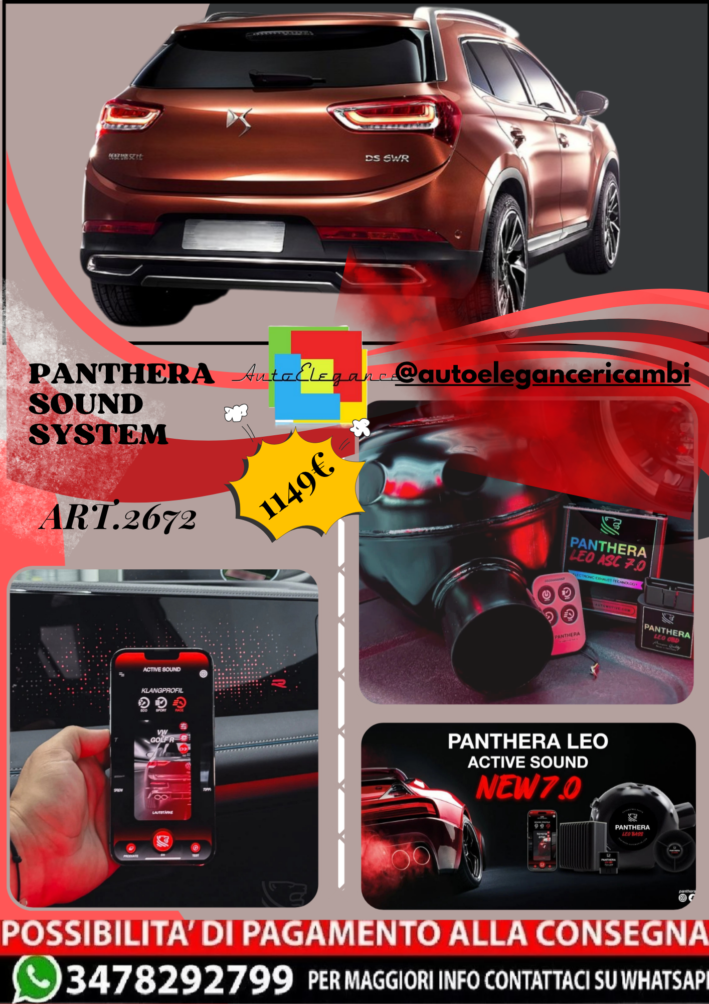 🎀ART.2672 PANTHERA SOUND SYSTEM ADATTO PER DS 6WR🎀
