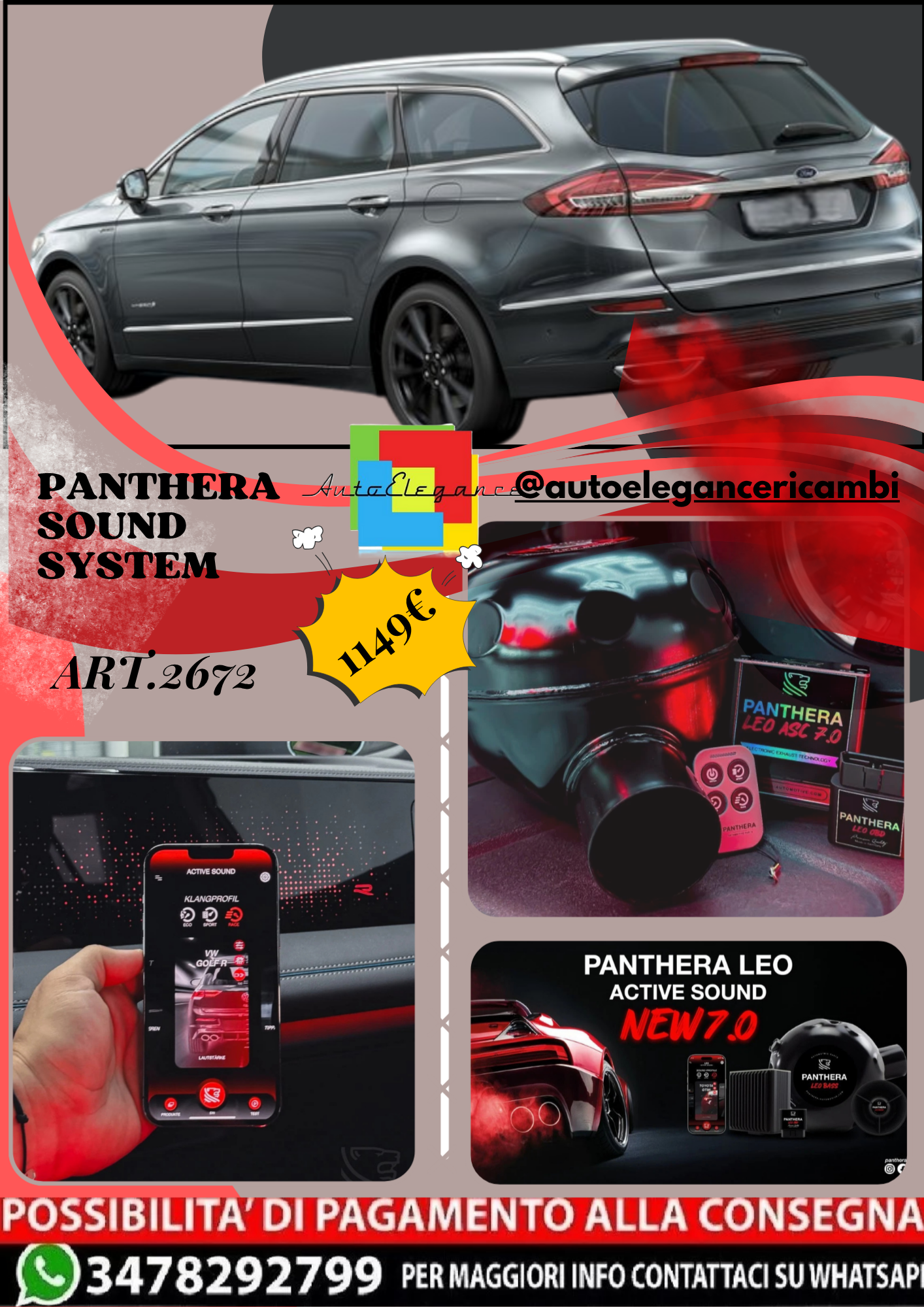🎀ART.2672 PANTHERA SOUND SYSTEM ADATTO PER Ford Mondeo Wagon Hybrid (2019) 🎀