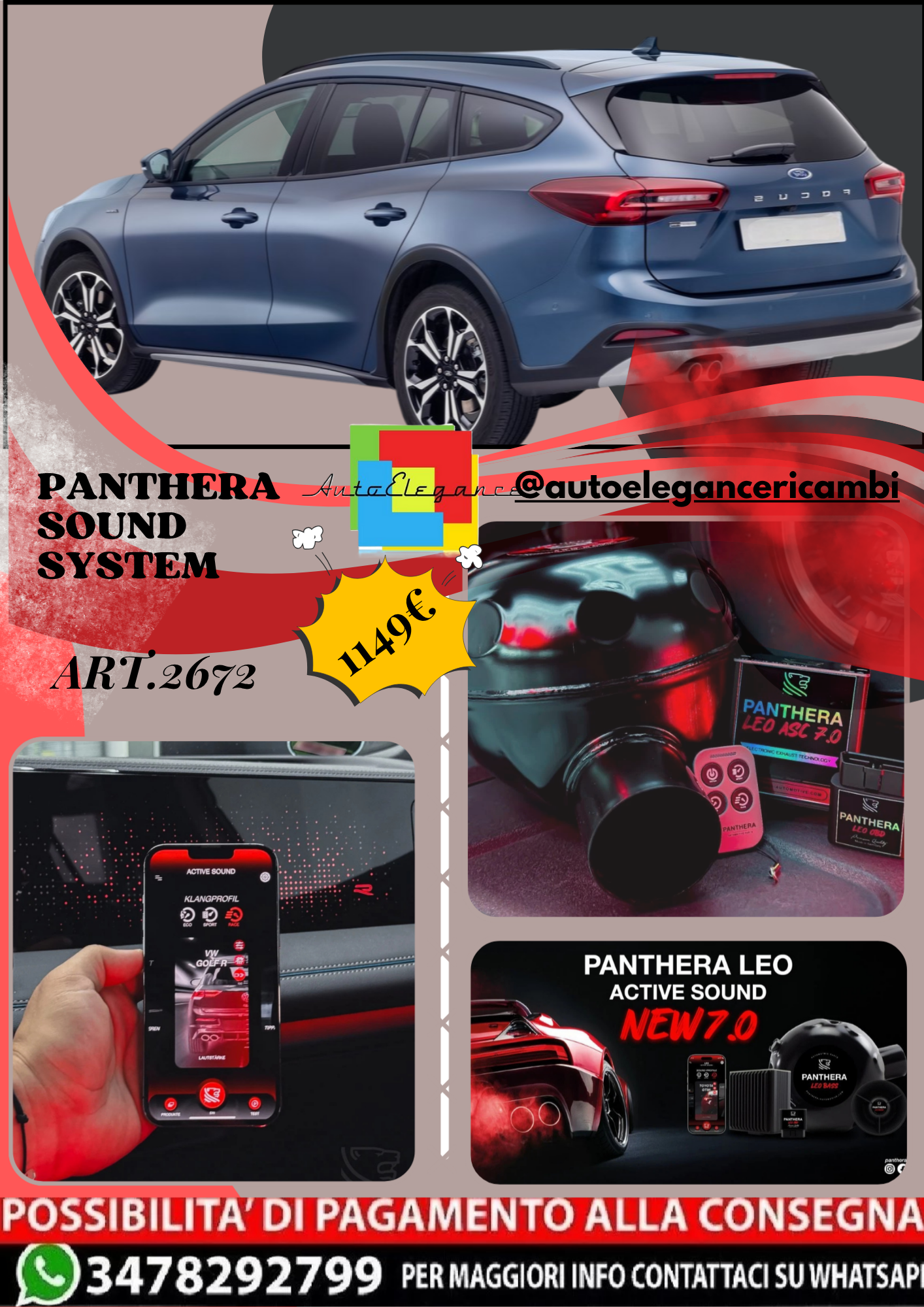 🎀ART.2672 PANTHERA SOUND SYSTEM ADATTO PER Ford Focus Active Wagon (2022)🎀