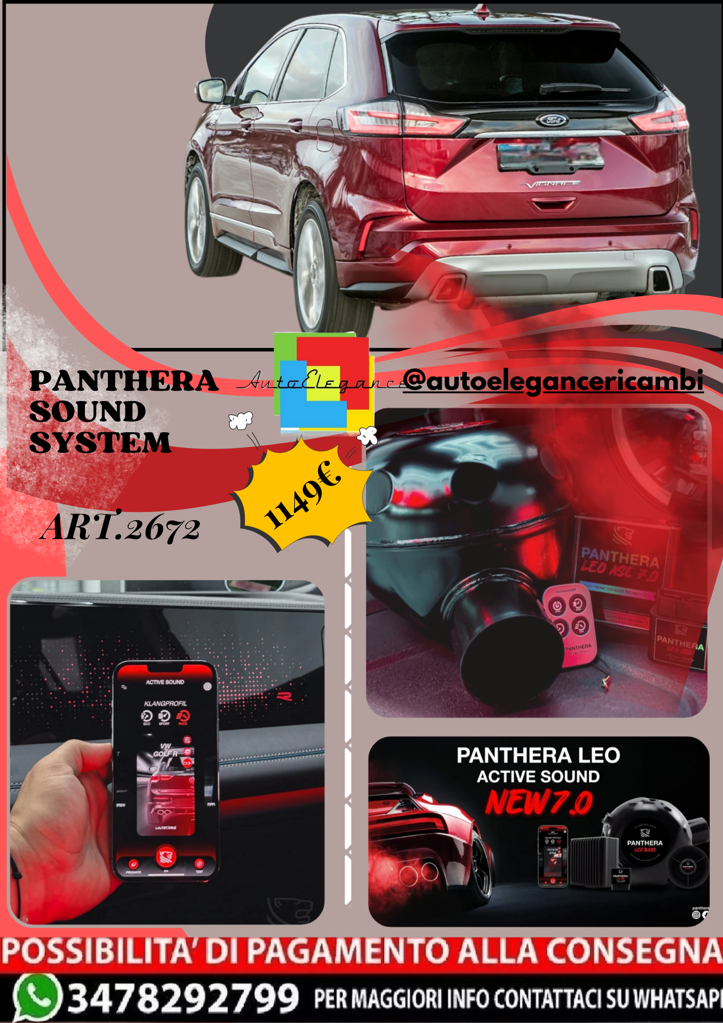 🎀ART.2672 PANTHERA SOUND SYSTEM ADATTO PER Ford Edge [EU] (2019)🎀