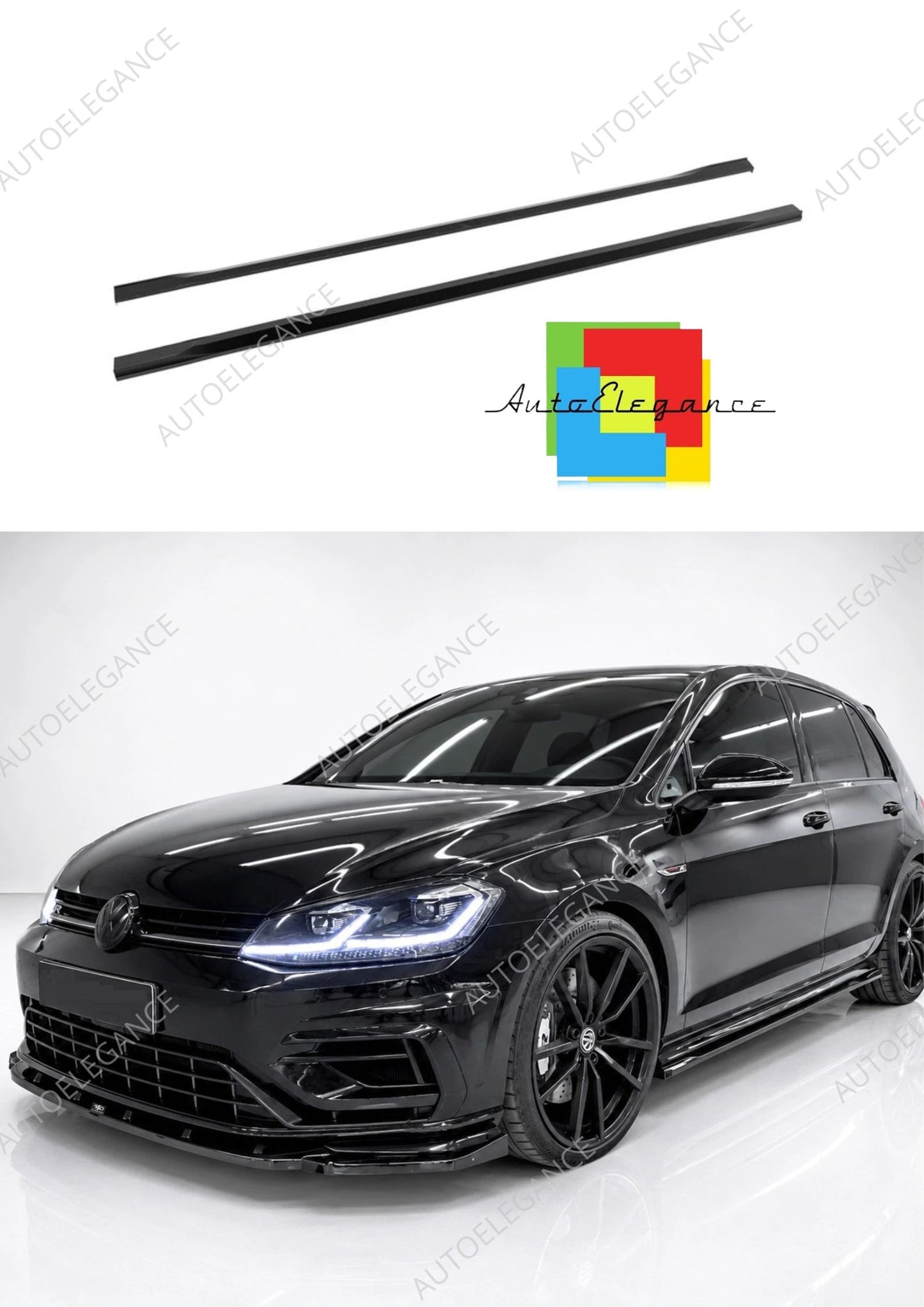 👉GONNE LATERALI ESTENSIONI PER VW GOLF MK7 FL R /R-LINE ABS NERO LUCIDO👈
