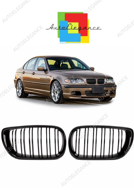👉Griglia anteriore lucida nera a doppia linea adatta per BMW Serie3 E46 01-05👈