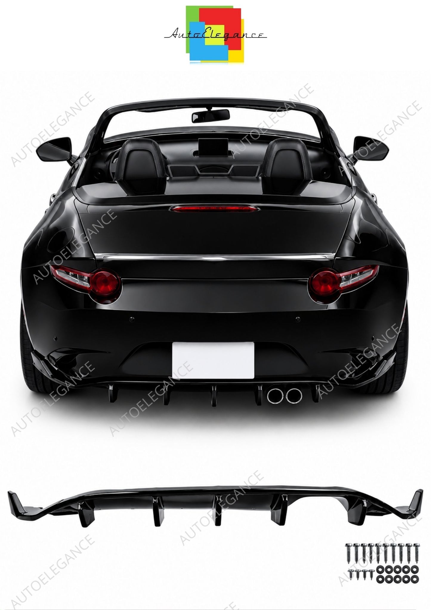 💕 Diffusore Posteriore Adatto per Mazda MX-5 ND 15+ Sportivo Nero Lucido 💕