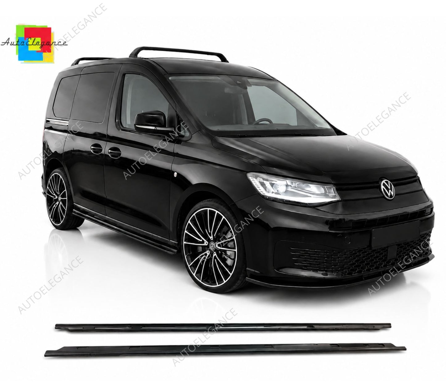 👉Gonne Laterali per Volkswagen Caddy MK5 2021+ Sottoporta Nero Lucido👈