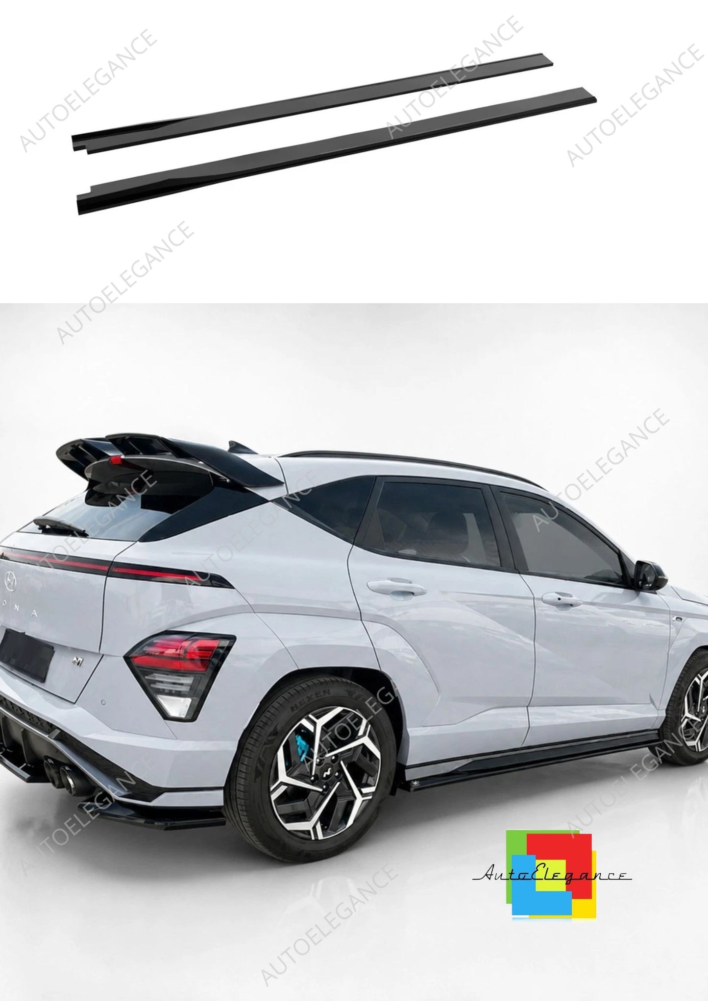 👉 Minigonne laterali adatto per Hyundai Kona N-Line MK2 22 in ABS nero lucido👈