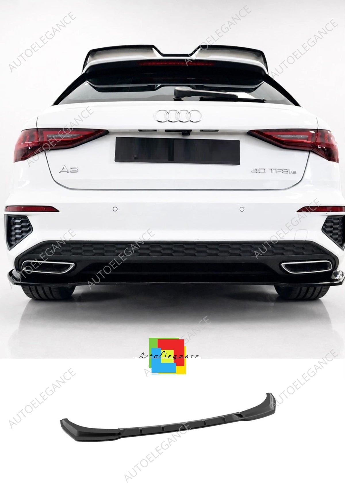 👉Splitter posteriore per Audi A3 S-Line 8Y Sportback 20-24 ABS nero lucido👈