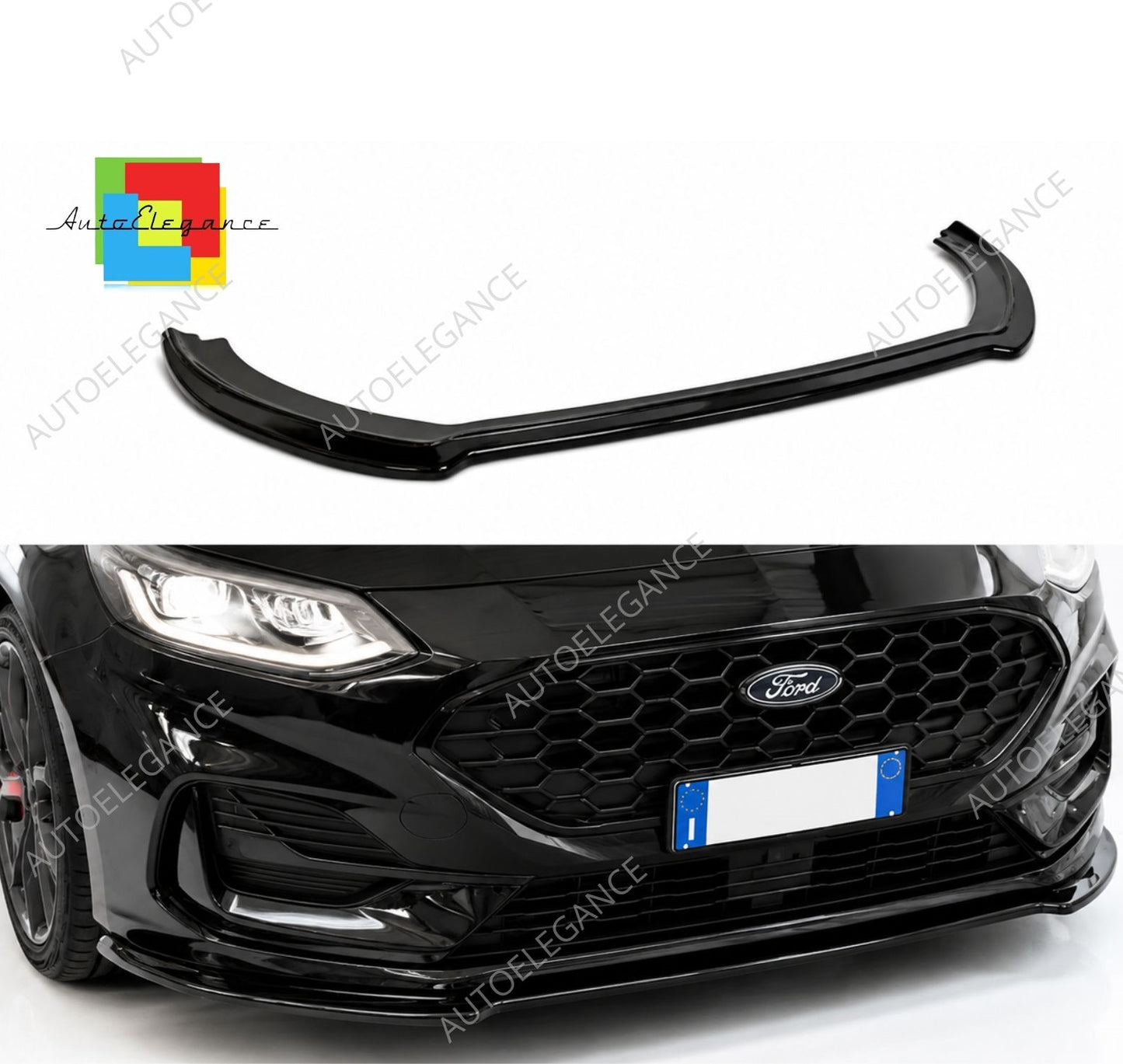 👉Splitter anteriore V.1 Ford Fiesta MK8 ST-Line facelift 2021 ABS nero lucido👈