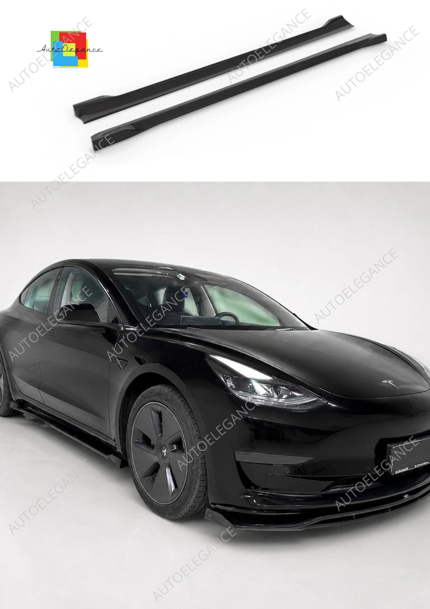 👉Minigonne Laterali adatte per Tesla Model 3 MK1 / Facelift ABS Nero Lucido👈