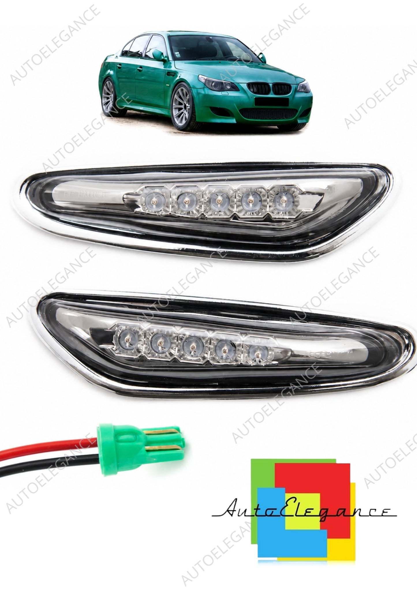 👉Indicatori laterali a LED fumé BMW Serie 3 E46 & Serie 5 E60 E61 01-10 👈