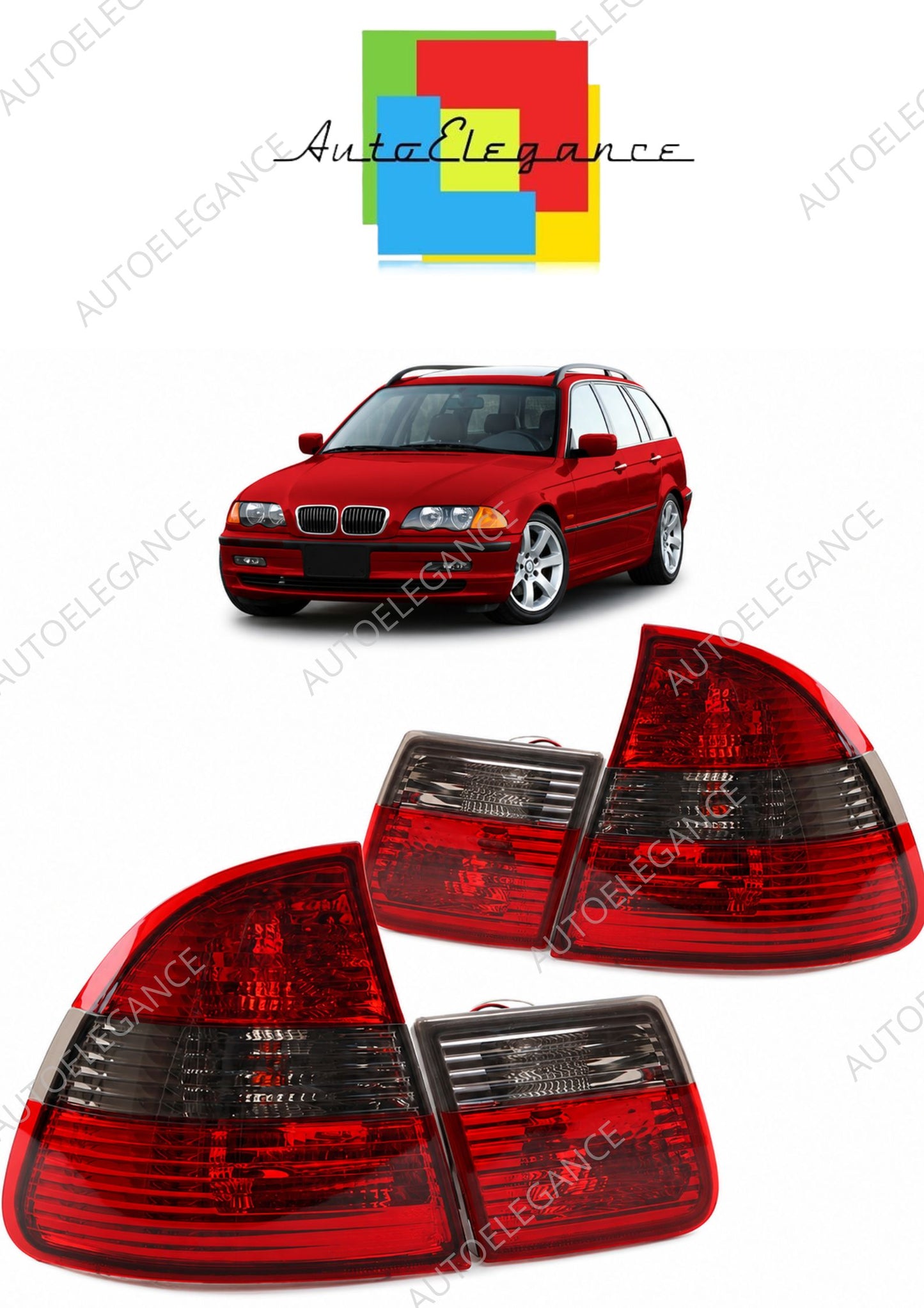 👉Fanali posteriori a fumo rosso cristallo per BMW Serie 3 E46 Touring 99-05👈