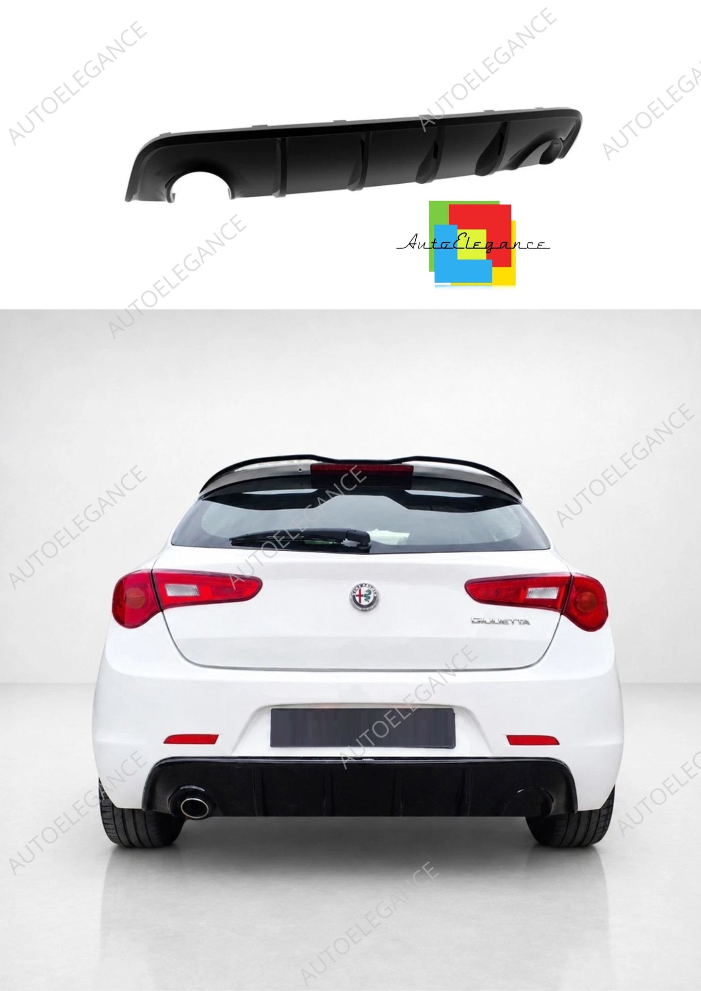 👉Diffusore posteriore Alfa Romeo Giulietta scarico singolo ABS nero lucido👈