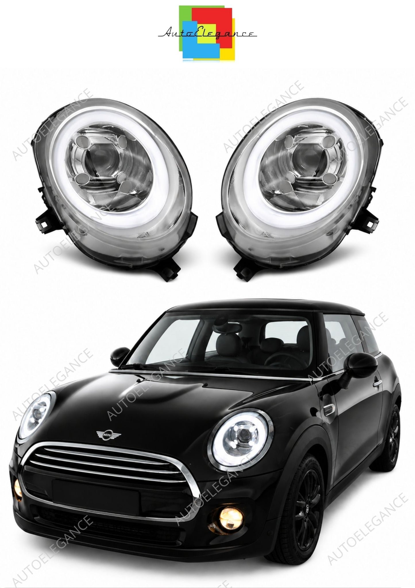 💕 Fari Anteriori Adatto per Mini Cooper F55 F56 F57 14-17 LED Tube Cromati 💕