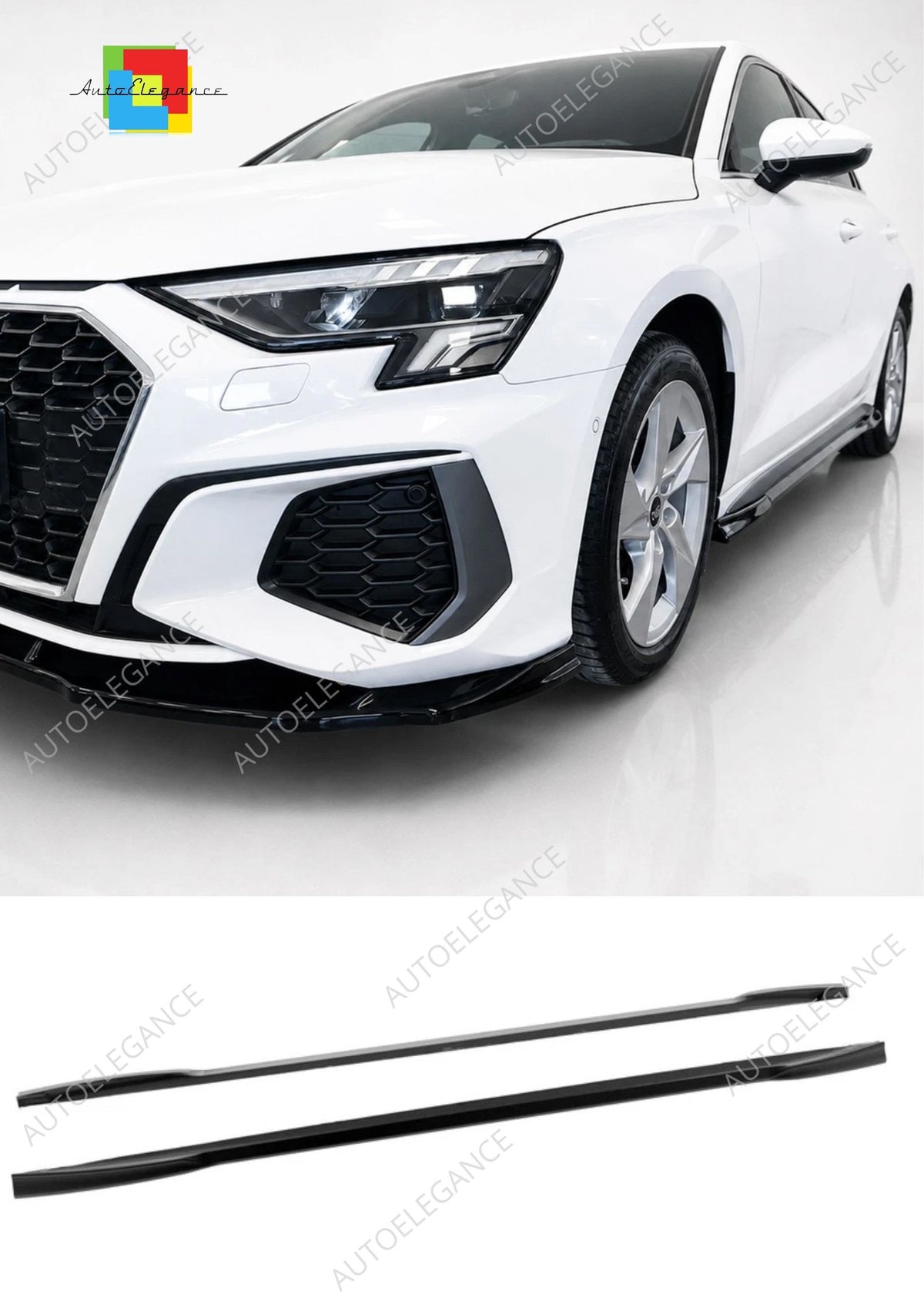 👉Gonne laterali estensioni per Audi S3/A3 S-Line 8Y (2020-) ABS nero lucido👈