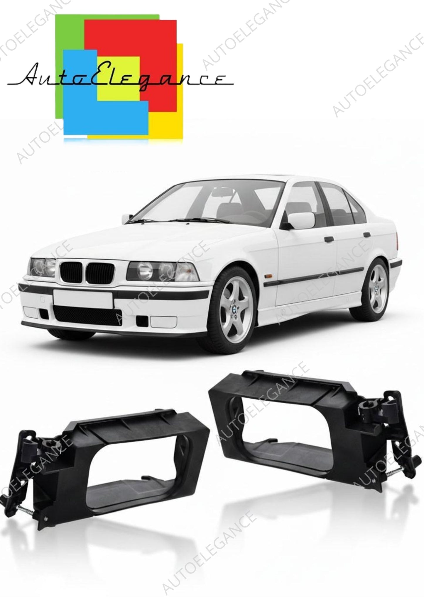 👉 Set Supporto Fendinebbia Nero in ABS adatto per BMW Serie 3 E36 1991-1999👈