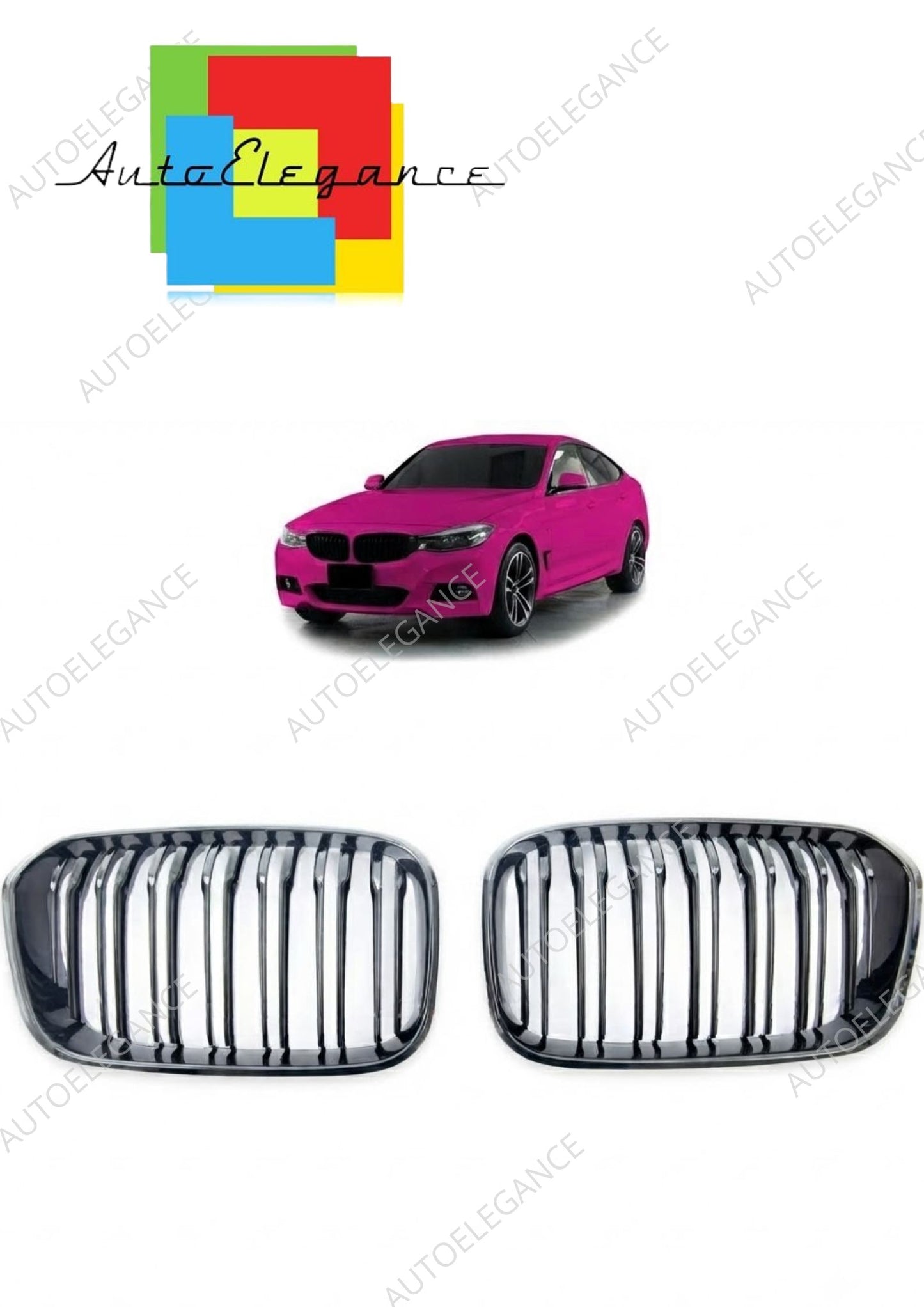 👉Griglia frontale nera lucida a doppia linea per BMW Serie 3 F34 GT 13-20👈