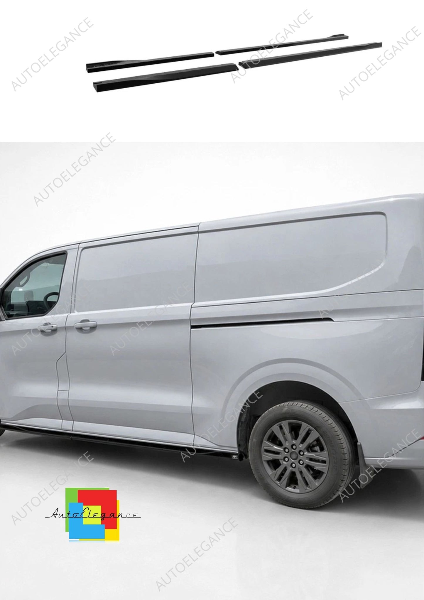 👉Minigonne laterali V.2 per Ford Transit Custom L2 MK2/VW T7 in ABS lucido👈