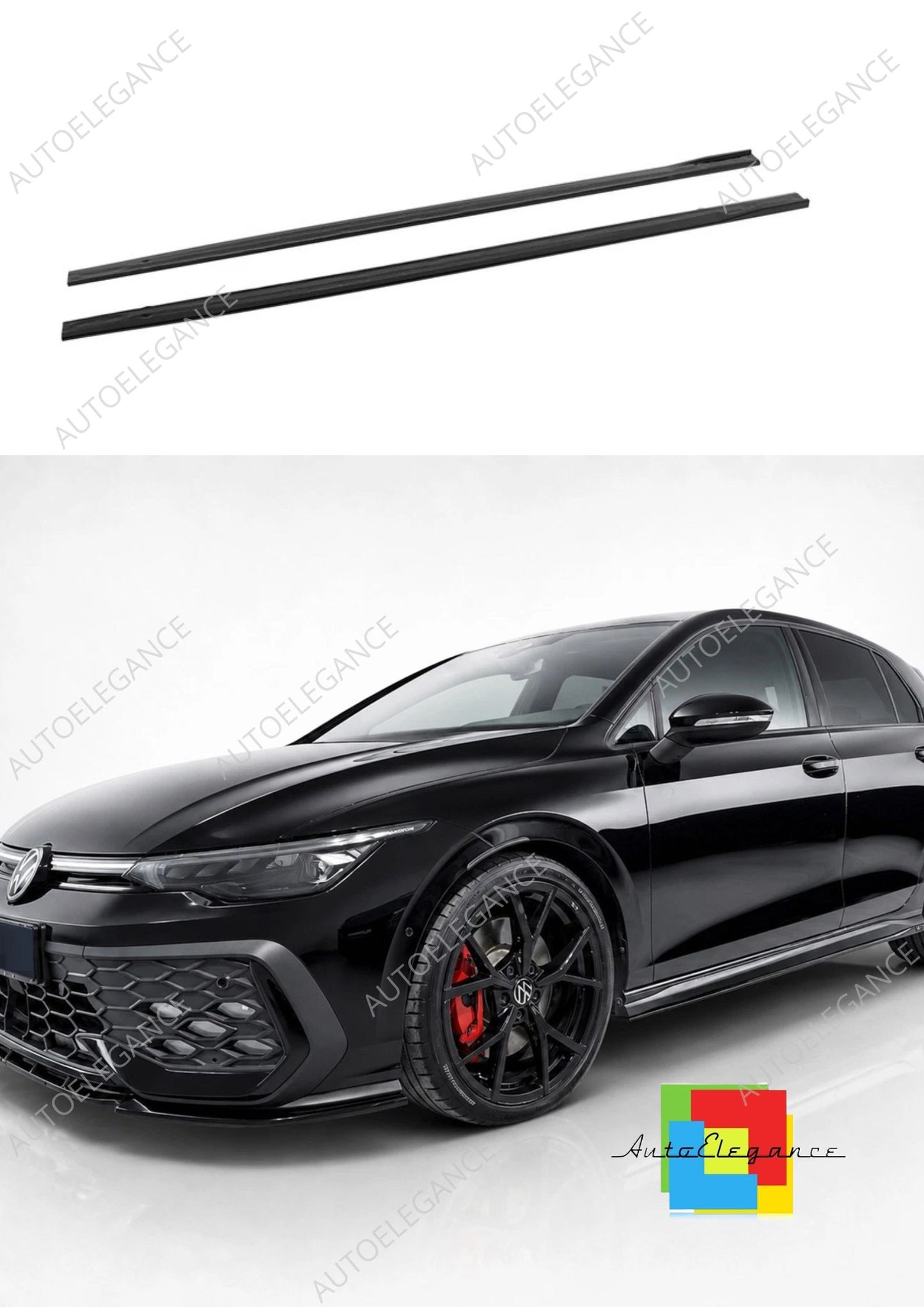 👉Minigonne laterali V.2 per VW Golf Mk8 GTI / GTE / R-Line ABS nero lucido👈