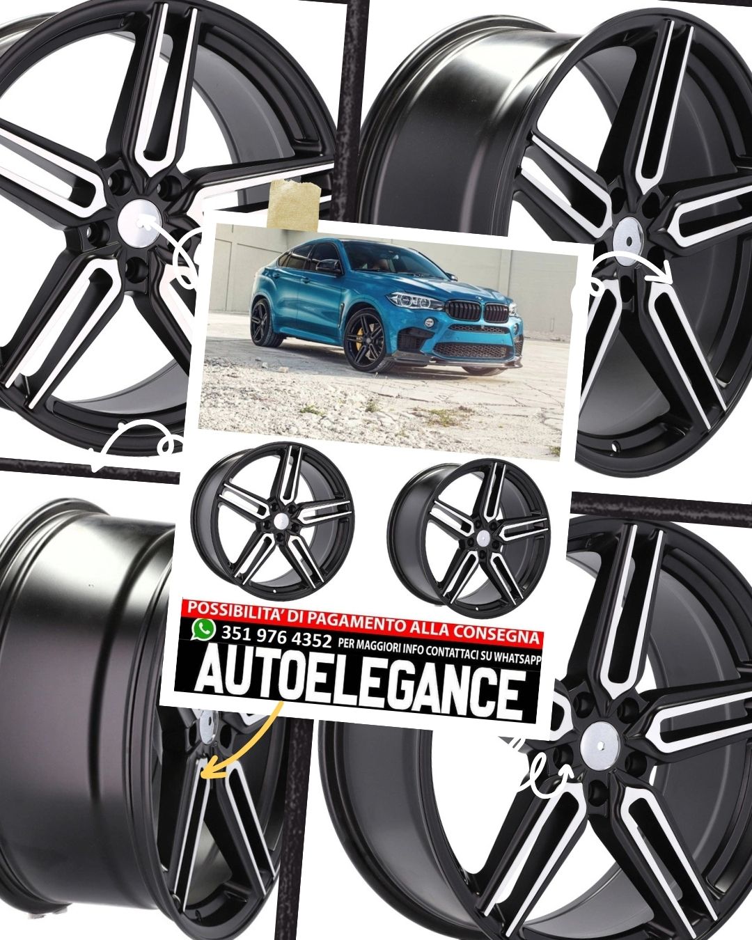 CERCHI CERCHIO IN LEGA 20" Adatto per VW BMW CADILLAC CHEVROLET HONDA LAND ROVER LEXUS MINI OPEL SAAB TESLA TOYOTA