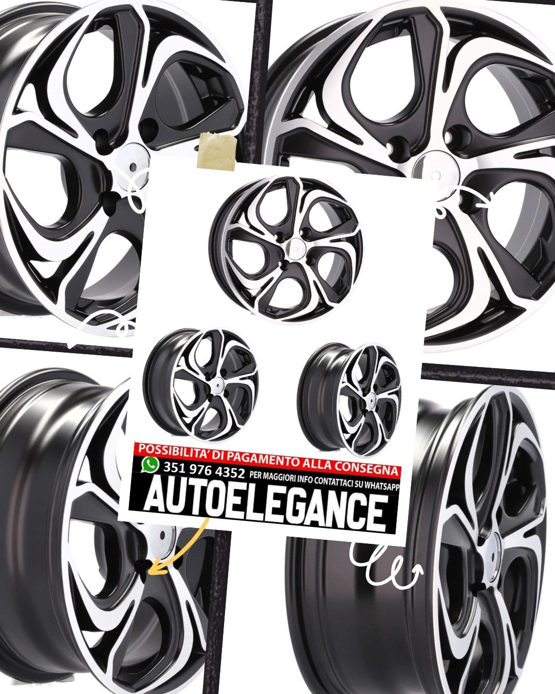 CERCHI CERCHIO IN LEGA 16" Adatto per VW CHEVROLET CITROEN DACIA DAEWOO DAIHATSU FIAT HONDA HYUNDAI KIA LADA MAZDA MERCEDES