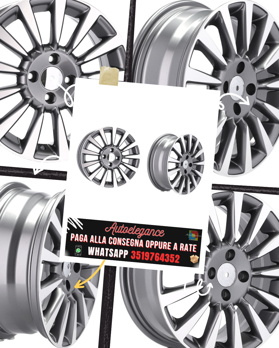 CERCHI CERCHIO IN LEGA 15" Adatto per ALFA ROMEO CHEVROLET CITROEN DACIA DAEWOO