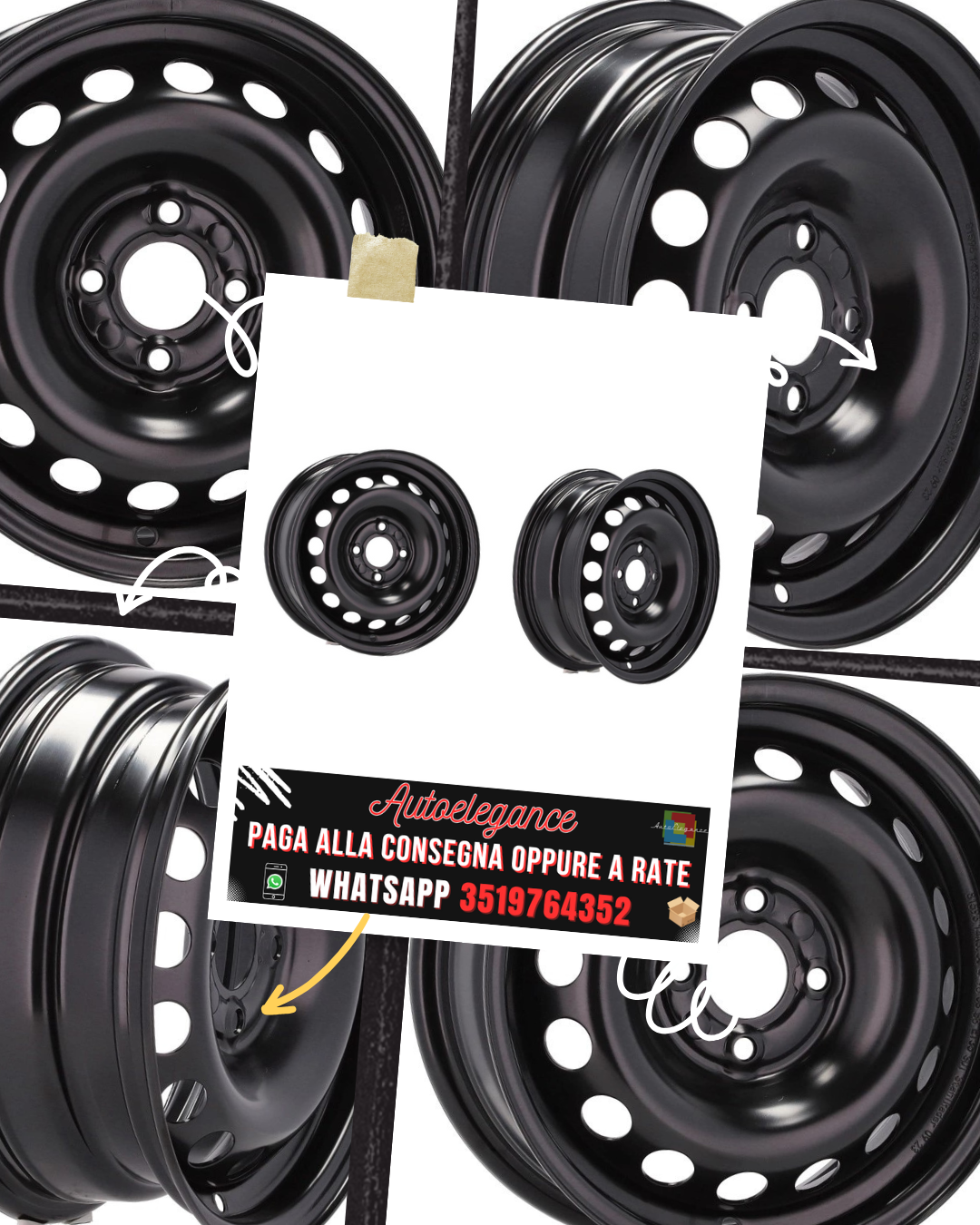 CERCHI CERCHIO IN LEGA 14" Adatto per ALFA ROMEO CITROEN FIAT FORD LANCIA PEUGEO