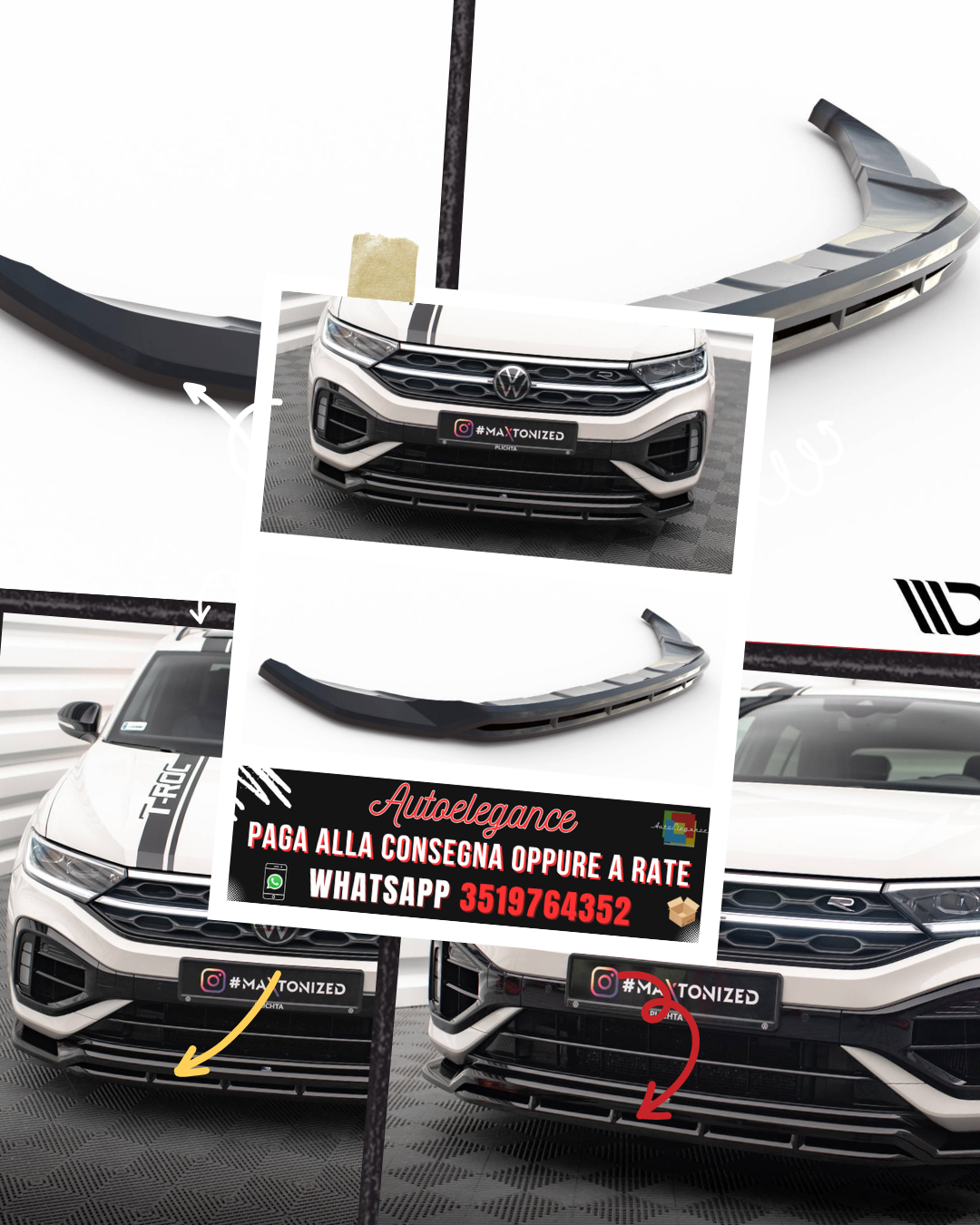 SPLITTER ANTERIORE V.1 adatto per VOLKSWAGEN T-ROC R / R-LINE MK1 FACELIFT