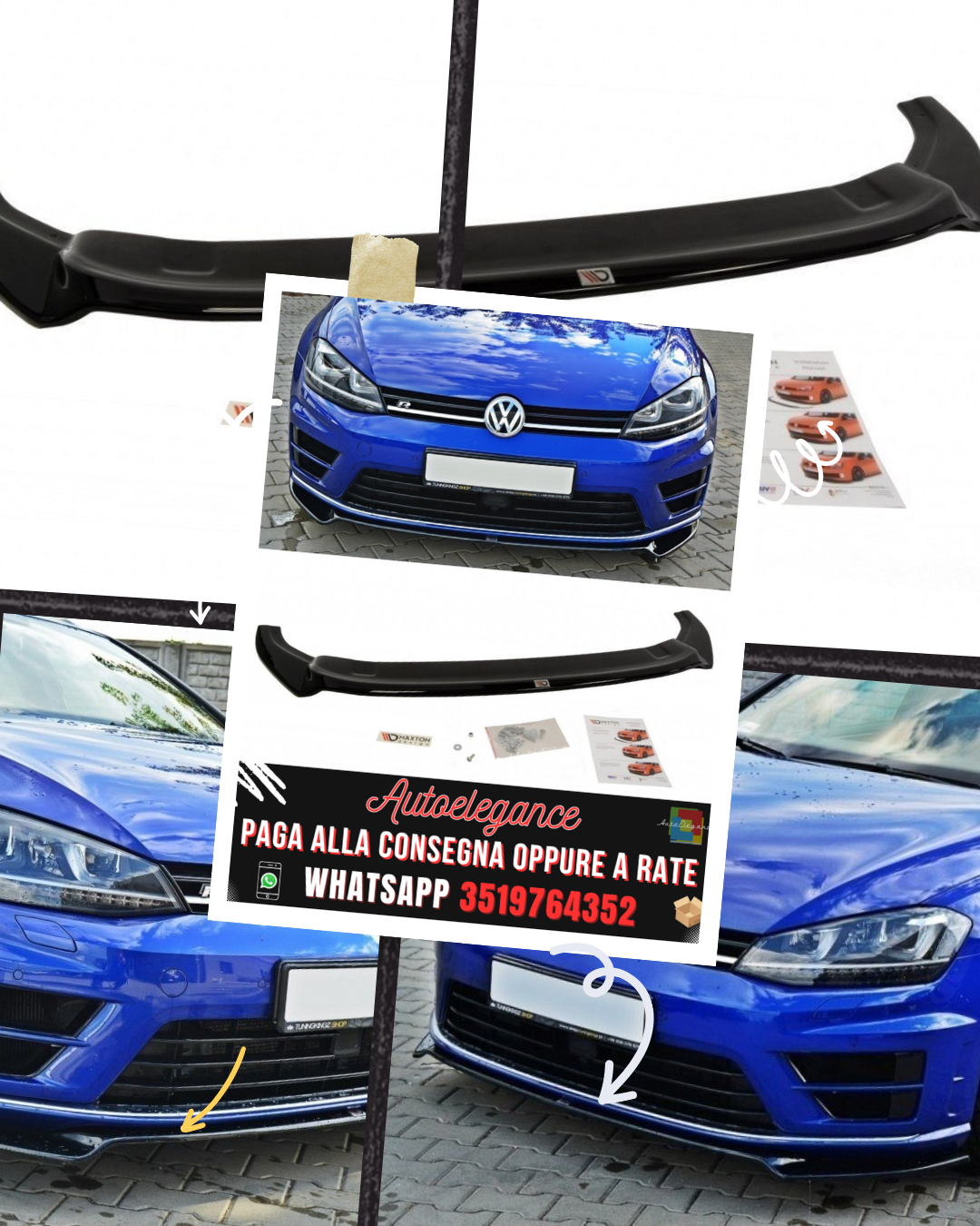 SPLITTER ANTERIORE V.2 adatto per VW GOLF 7 R / R-LINE 2012-2016