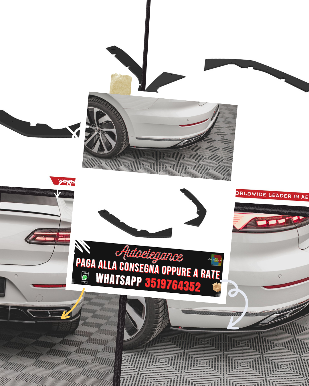 STREET PRO SPLITTER LATERALI POSTERIORI ADATTE PER VOLKSWAGEN ARTEON R-LINE FACELIFT 2020-
