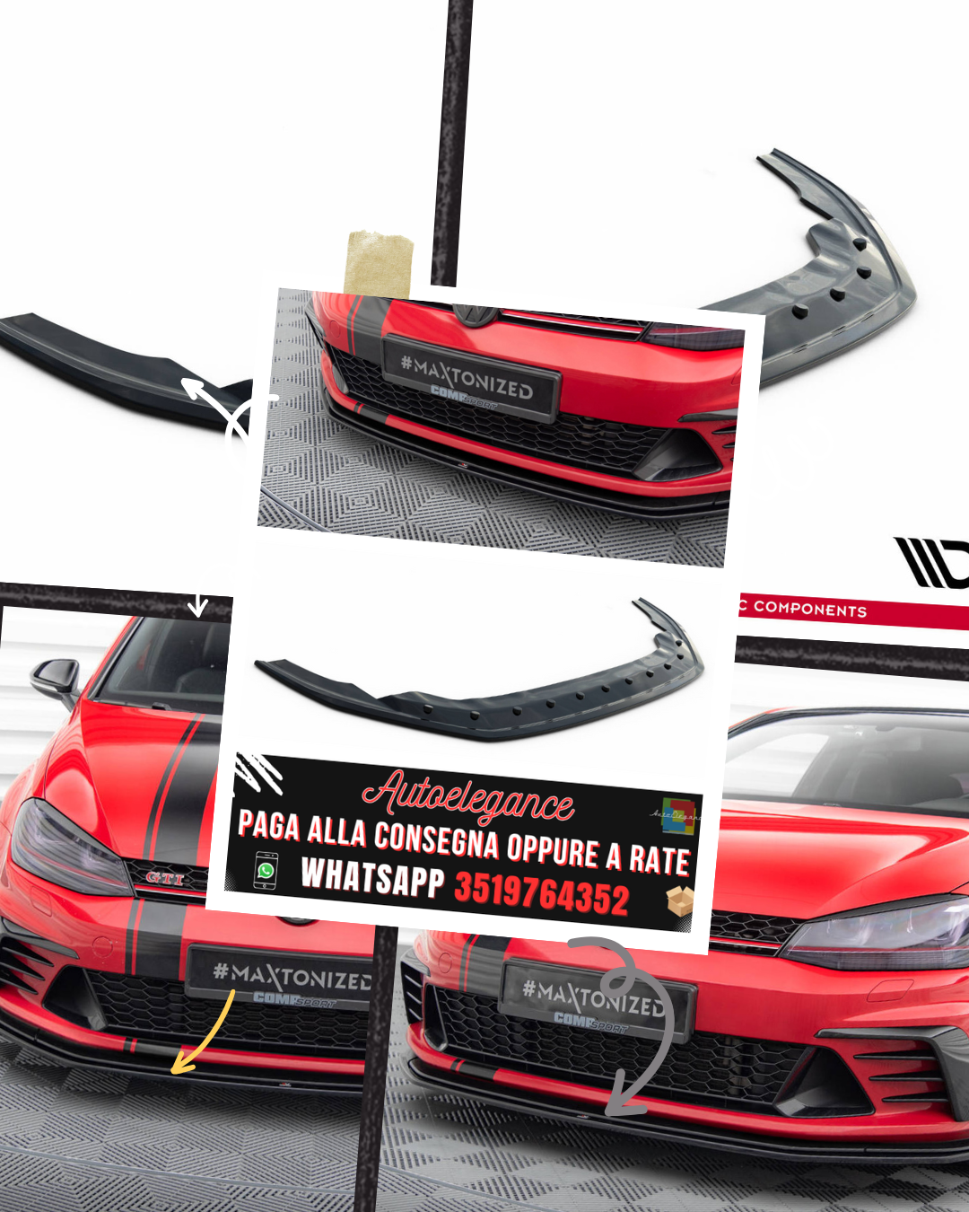 SPLITTER ANTERIORE adatto per VW GOLF MK7 GTI CLUBSPORT 2016-2017