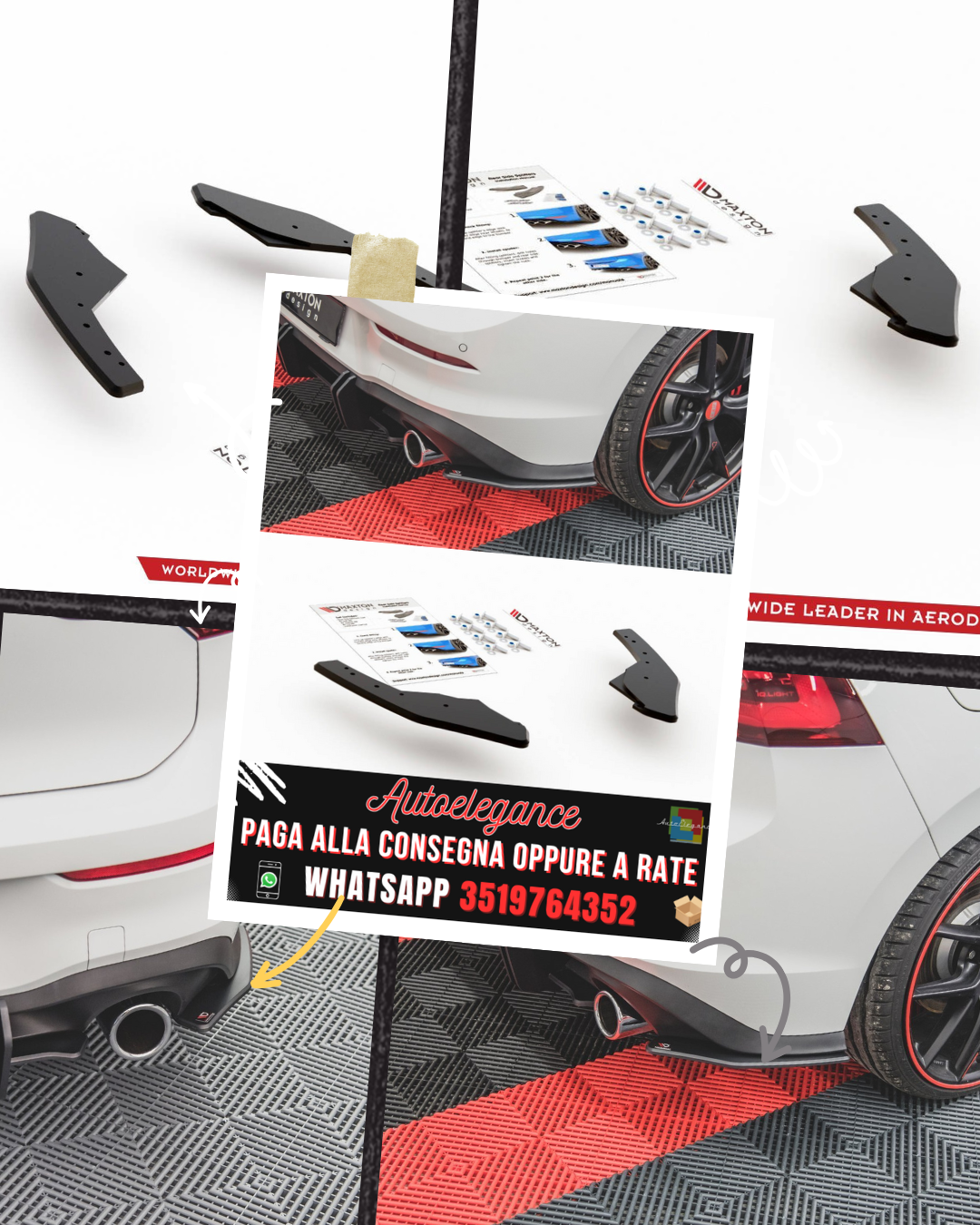 SPLITTER LATERALI POSTERIORI RACING DURABILITY ADATTI PER VOLKSWAGEN GOLF 8 GTI2020