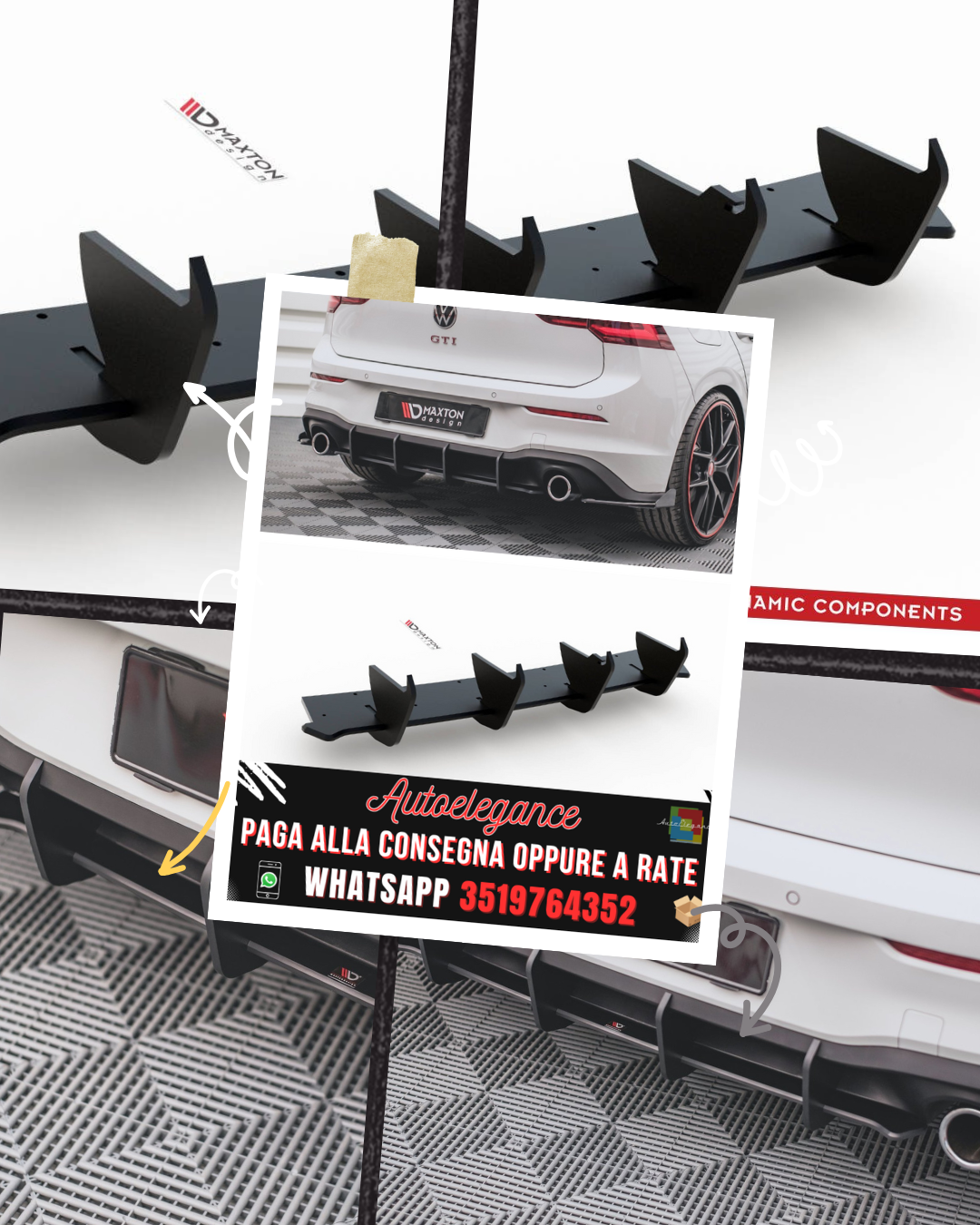 DIFFUSORE POSTERIORE RACING DURABILITY V.1 adatto per VOLKSWAGEN GOLF 8 GTI  2020