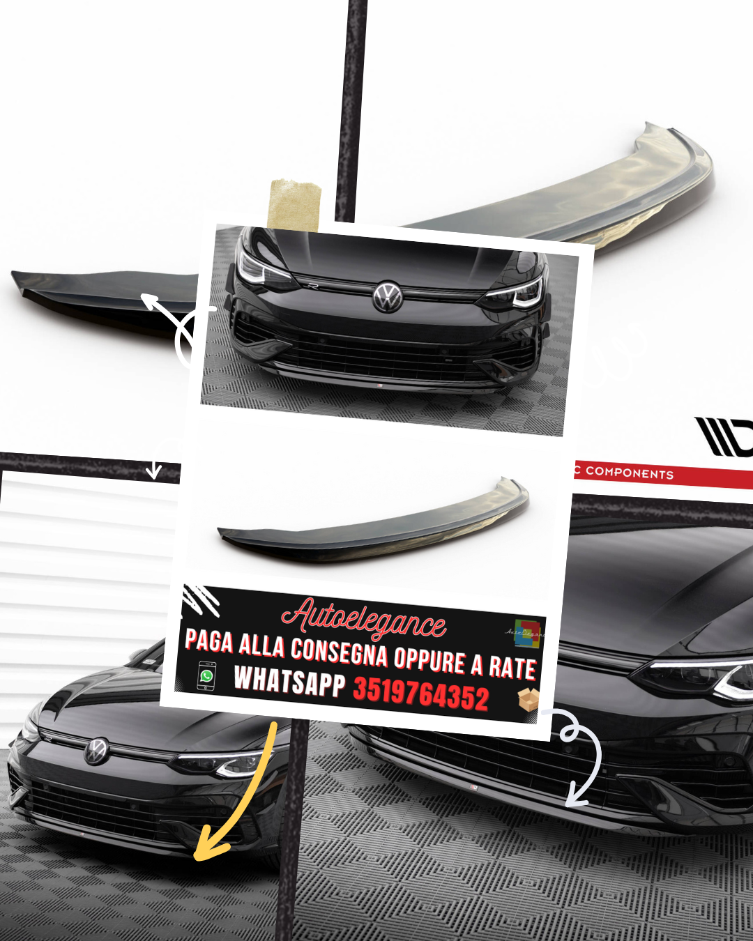SPLITTER ANTERIORE ADATTO PER V.7 VOLKSWAGEN GOLF R MK8 2020-