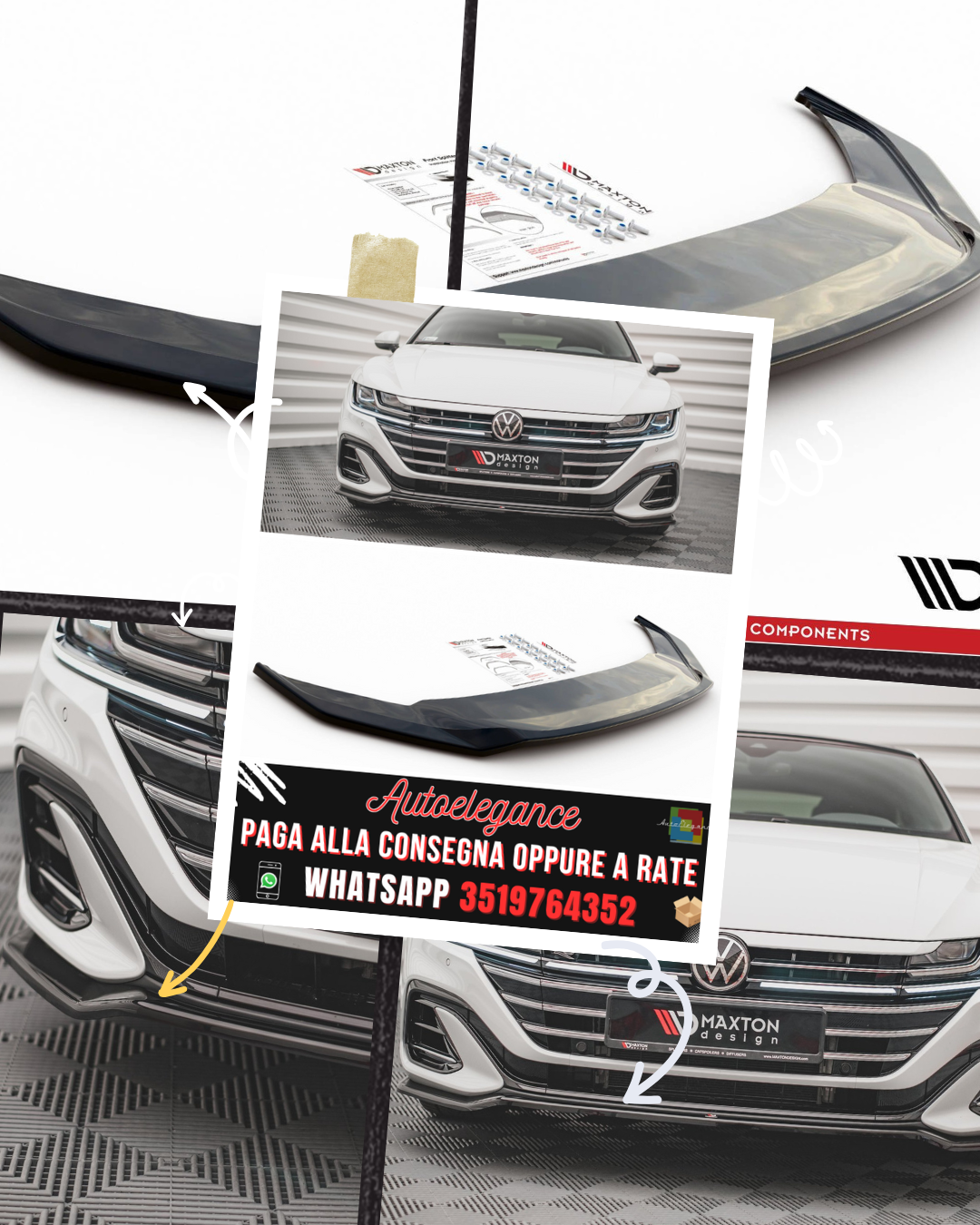 SPLITTER ANTERIORE V.3 ADATTO PER VOLKSWAGEN ARTEON R-LINE FACELIFT 2020-