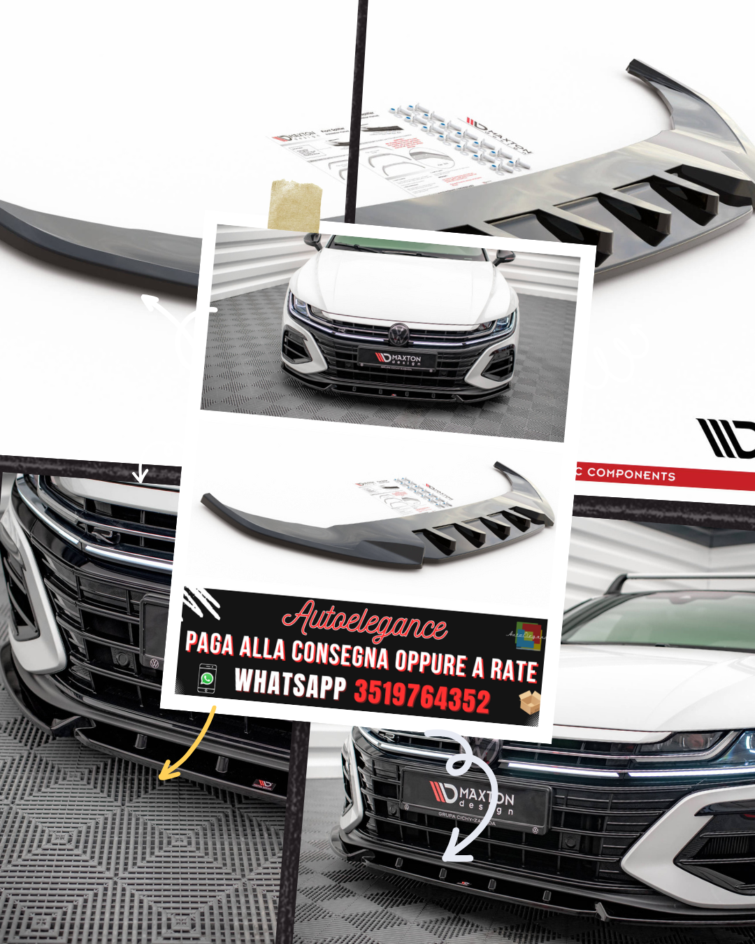 SPLITTER ANTERIORE adatto per V.2 VOLKSWAGEN ARTEON R 2020-