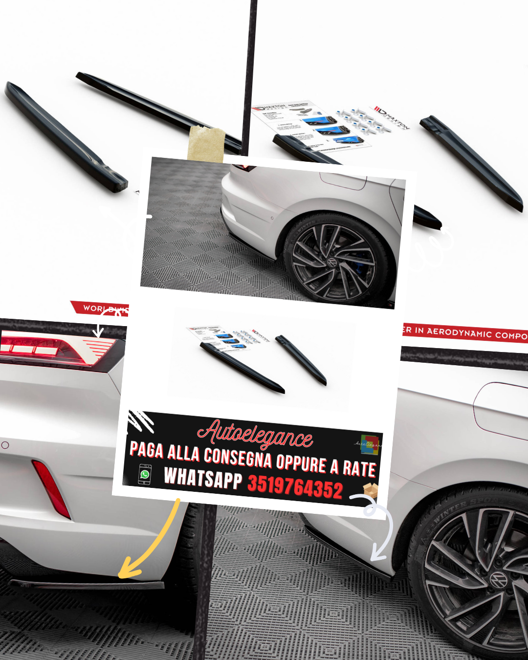 SPLITTER LATERALI POSTERIORI adatti per VOLKSWAGEN ARTEON R  2020-