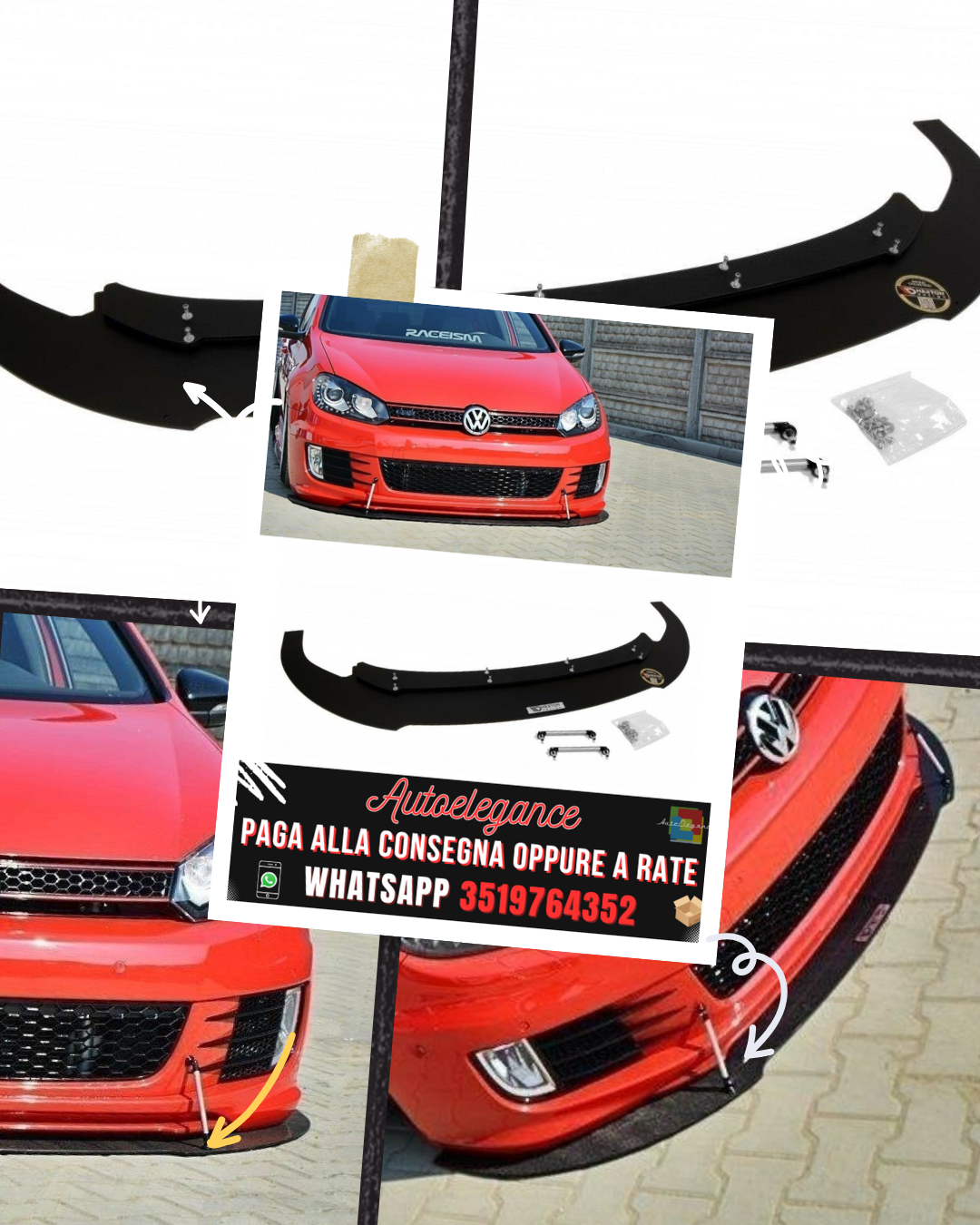 SPLITTER ANTERIORE RACING adatto per VW GOLF MK6 GTI 35TH 2008-2012