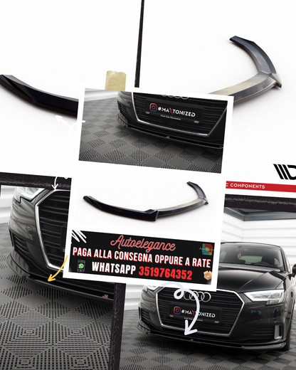 SPLITTER ANTERIORE ADATTO PER  V.2 AUDI A3 SPORTBACK 8V RESTYLING 2016-2020