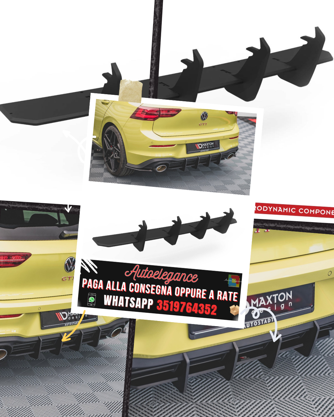 DIFFUSORE POSTERIORE RACING DURABILITY ADATTO PER  V.2 VOLKSWAGEN GOLF 8 GTI CLUBSPORT 2020
