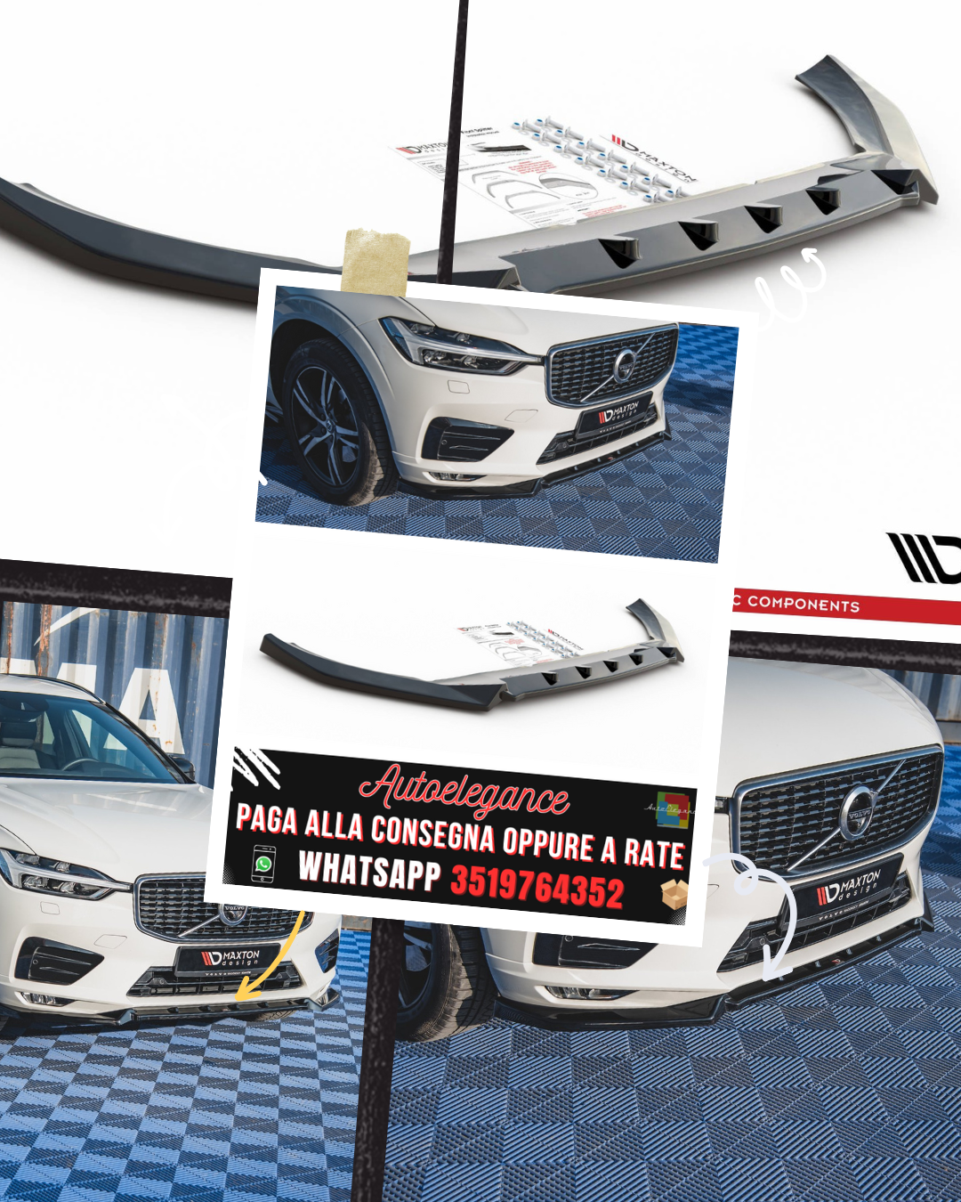 SPLITTER ANTERIORE adatto per V.2 VOLVO XC60 MK2 R-DESIGN 2017-2021