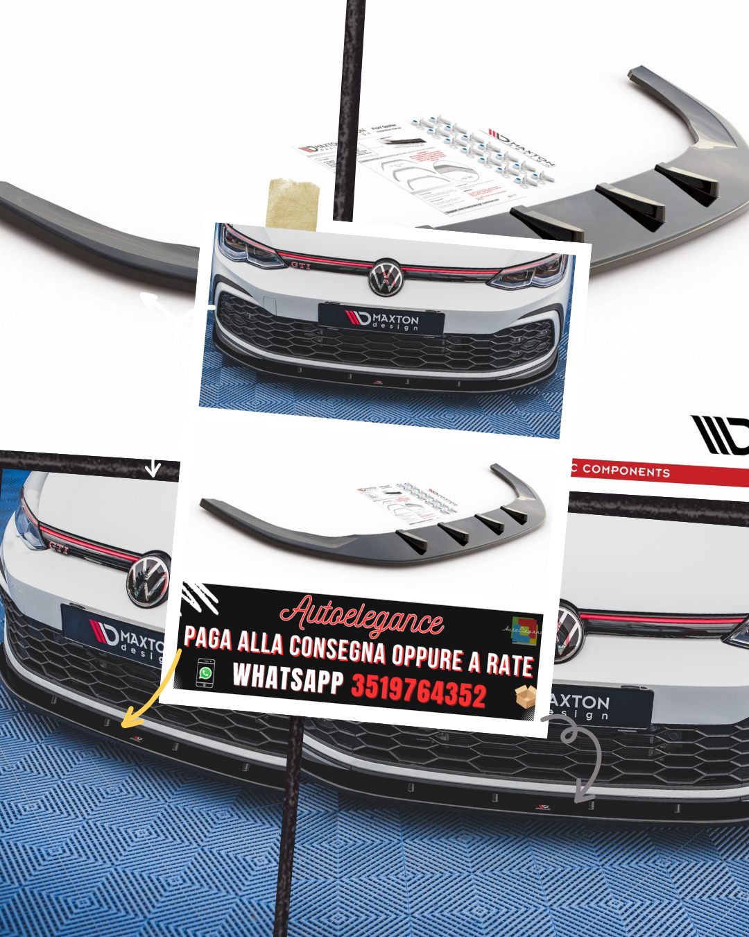 SPLITTER ANTERIORE V.1 adatto per VOLKSWAGEN GOLF 8 GTI / R-LINE 2020