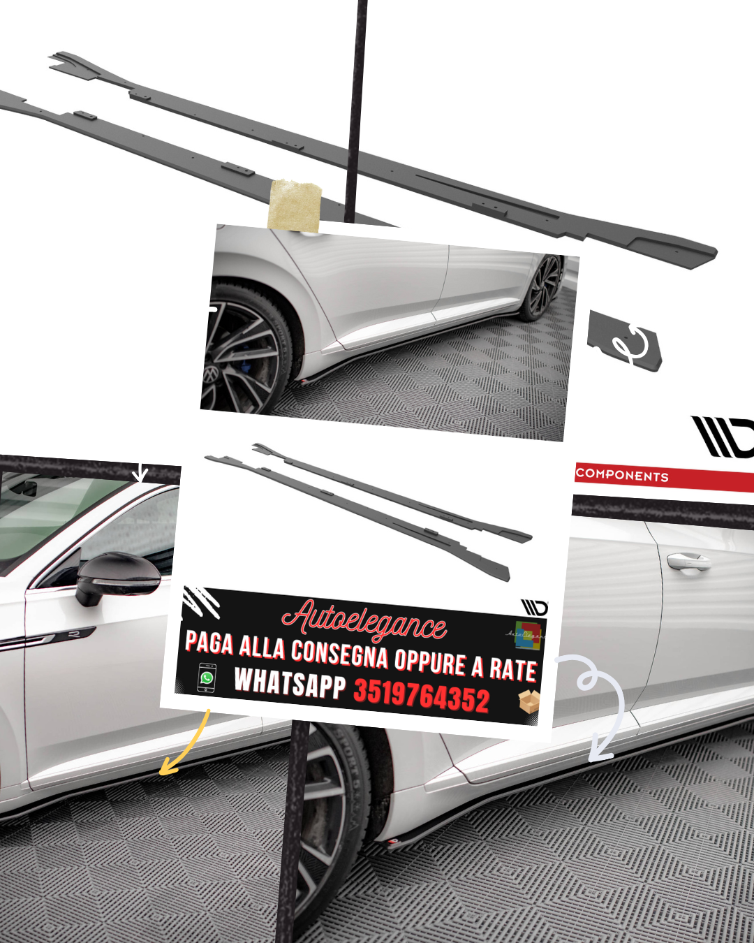 STREET PRO MINIGONNE LATERALI adatte per V.2 VOLKSWAGEN ARTEON R / R-LINE FACELIFT 2020-