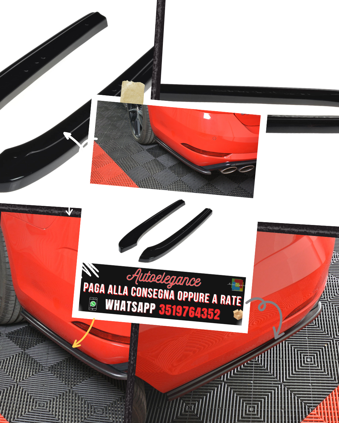 SPLITTER LATERALI POSTERIORI V.1 adatti per VW GOLF 7 R VARIANT FACELIFT 2017