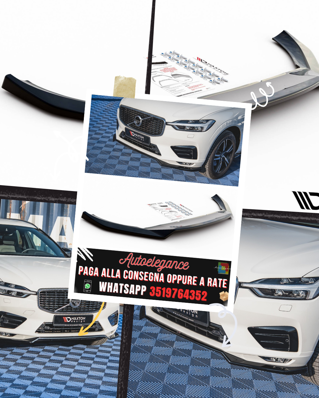 SPLITTER ANTERIORE adatto per V.1 VOLVO XC60 MK2 R-DESIGN 2017-2021