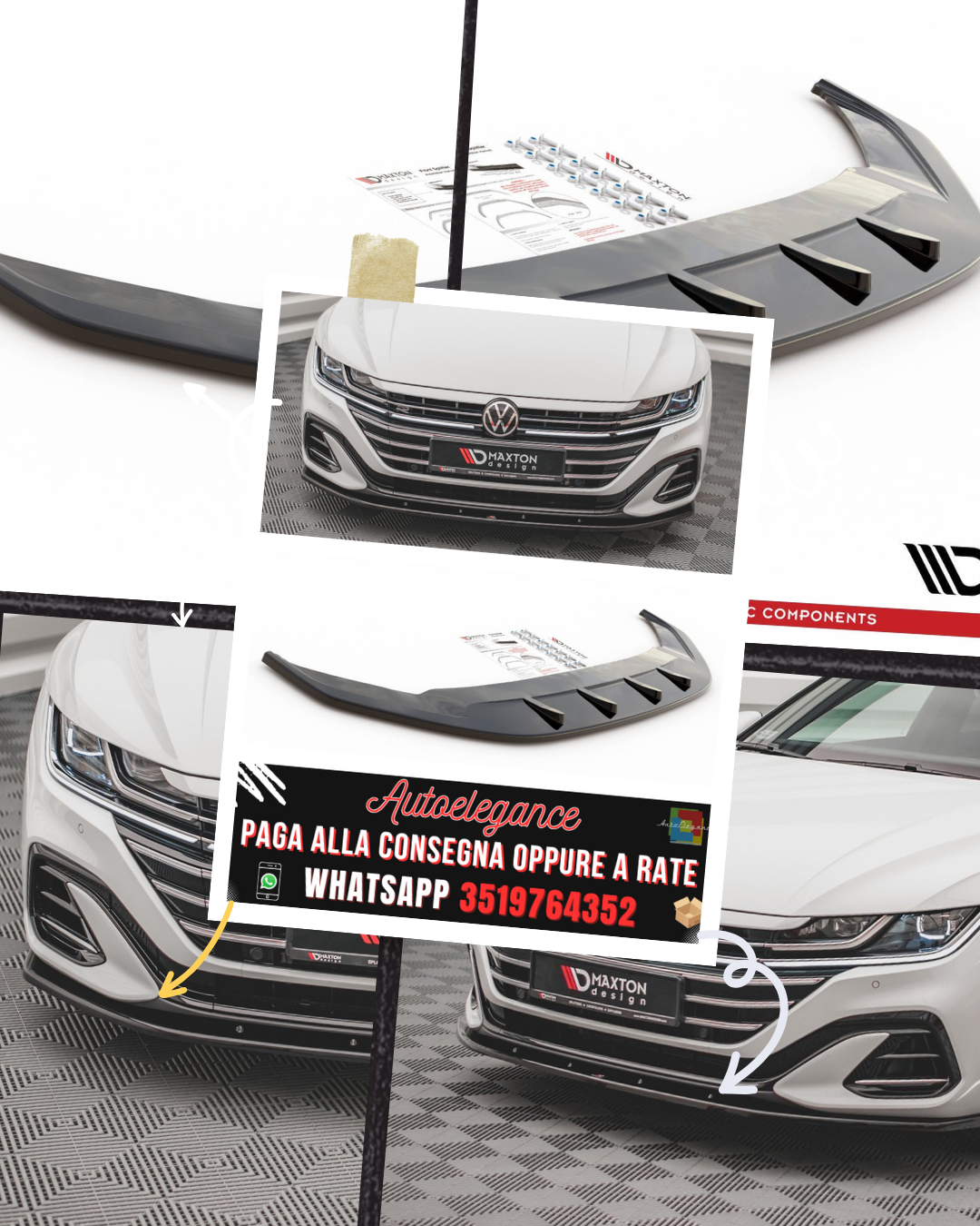 SPLITTER ANTERIORE V.2 ADATTO PER VOLKSWAGEN ARTEON R-LINE FACELIFT 2020-