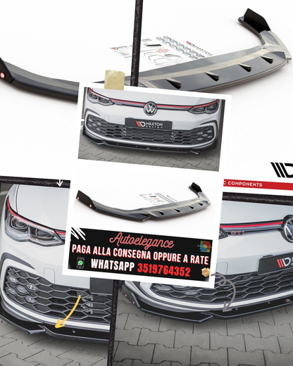 SPLITTER anteriore V.2 + FLAPS adatti per VOLKSWAGEN GOLF 8 GTI / R-LINE 2020