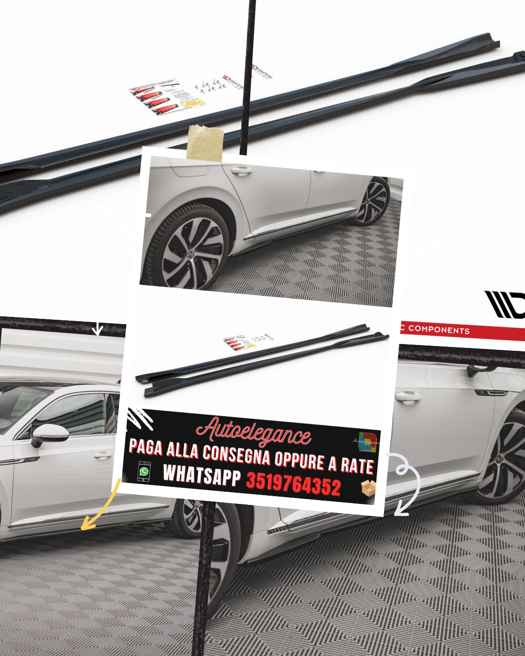 MINIGONNE LATERALI adatte per VOLKSWAGEN ARTEON R/ R-LINE FACELIFT 2020-